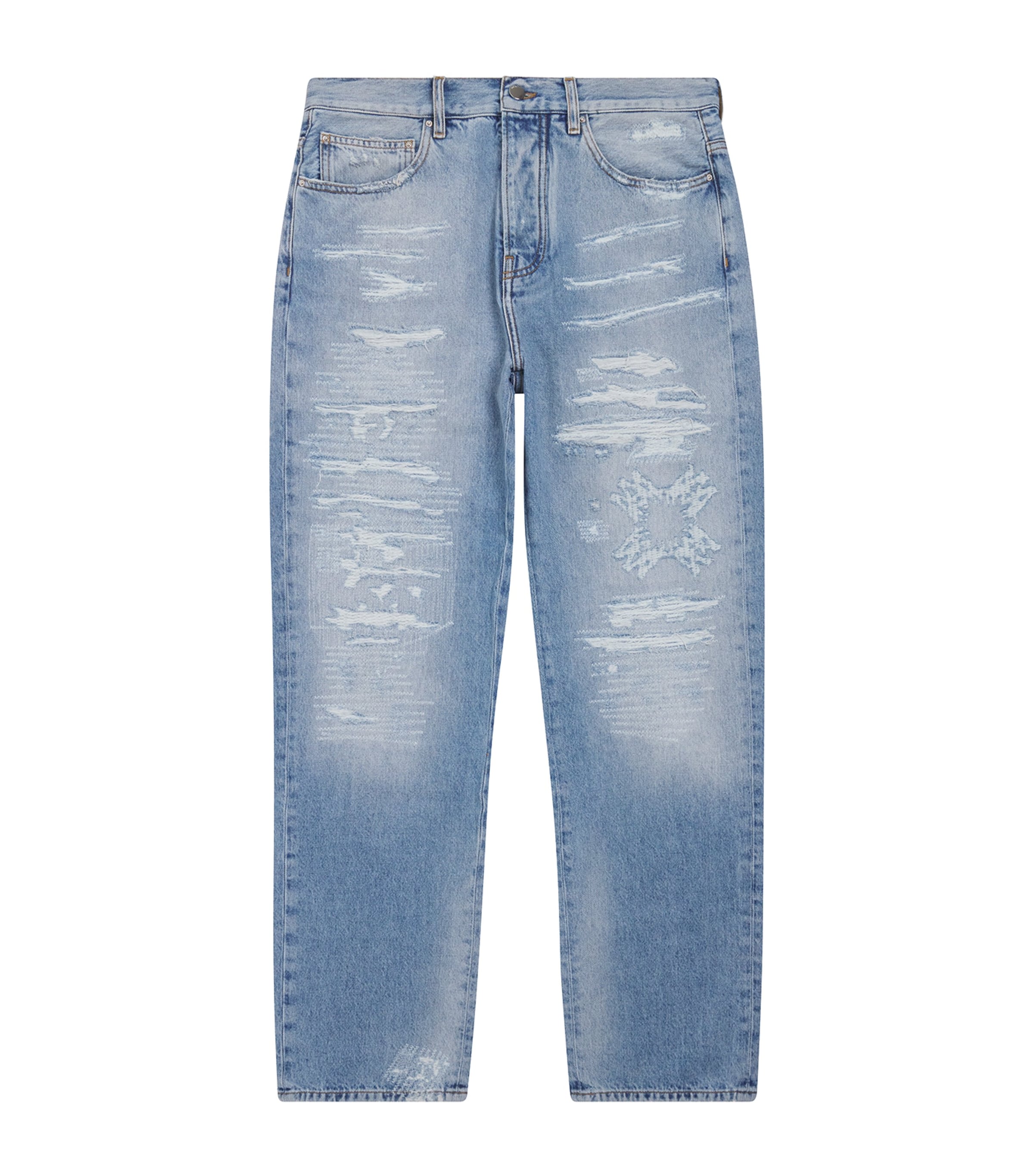 Monogram-Repaired Straight Jeans