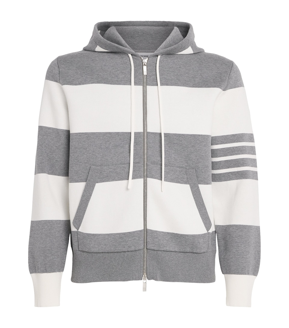 Thom Browne Mens 4-Bar Stripe Hector Hoodie Lt Grey