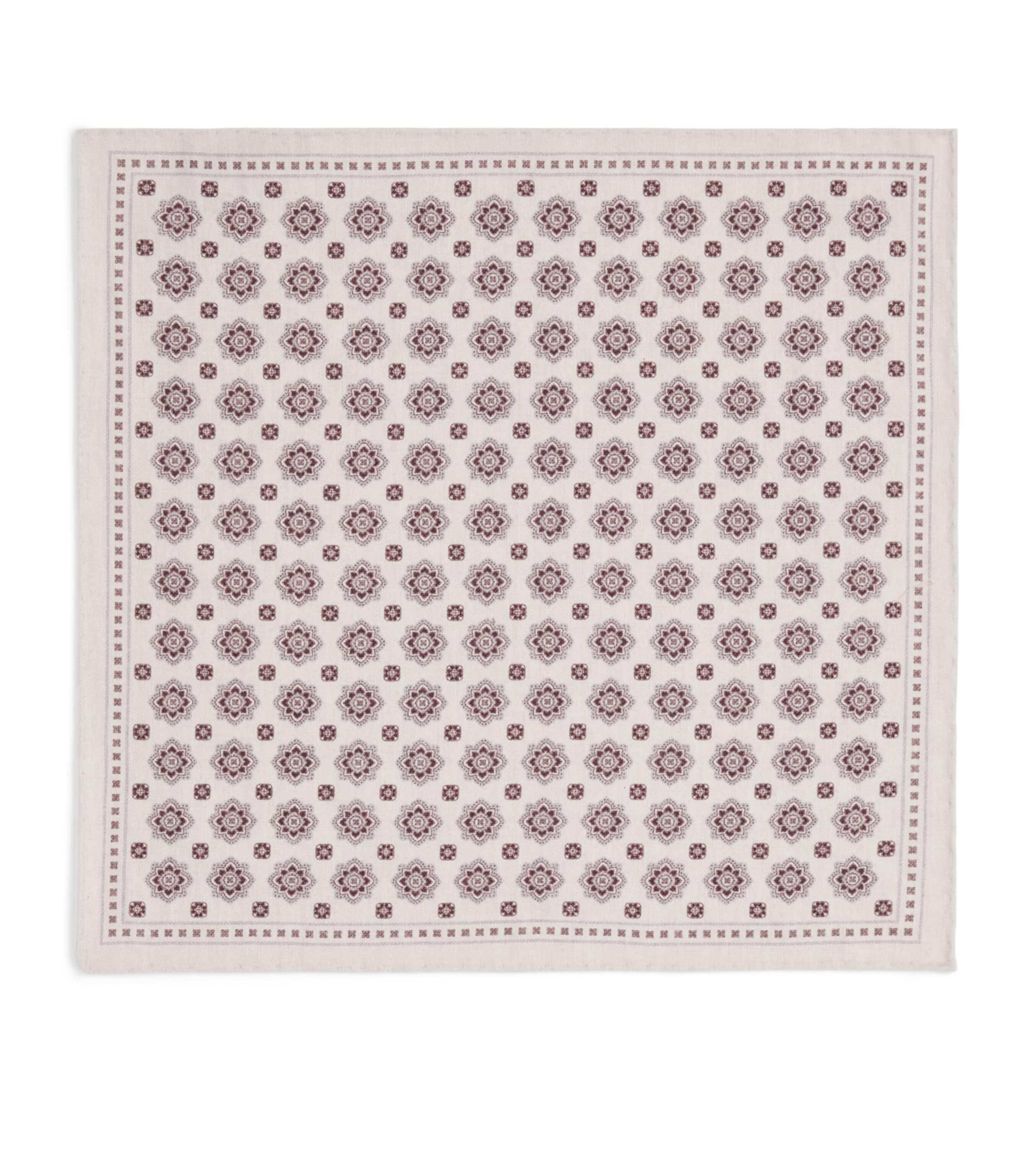 Eleventy Cotton-Wool Geometric Pocket Square Avorio, Moro E Grigi
