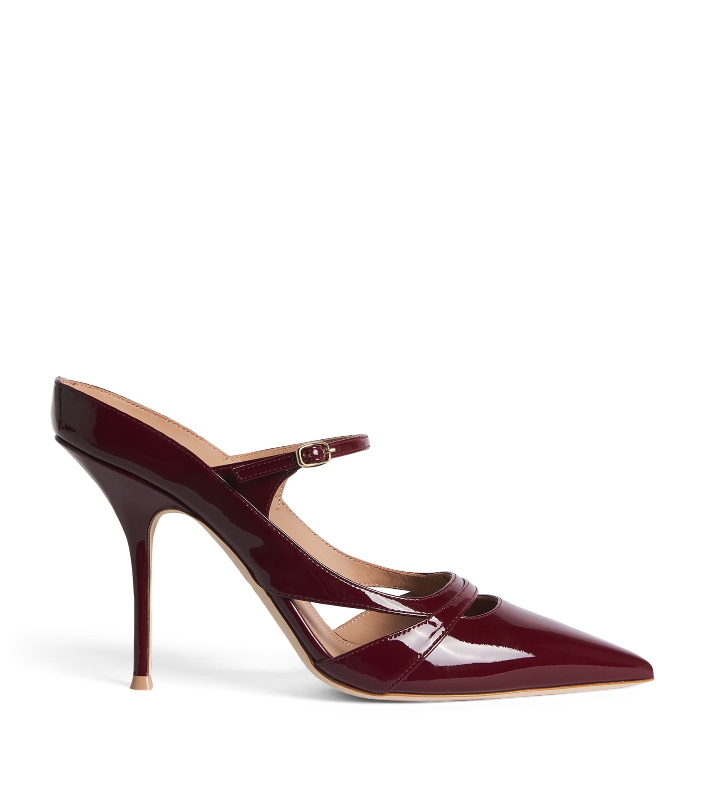 Malone Souliers Patent Leather Patty Heeled Mules 90 Rosewood