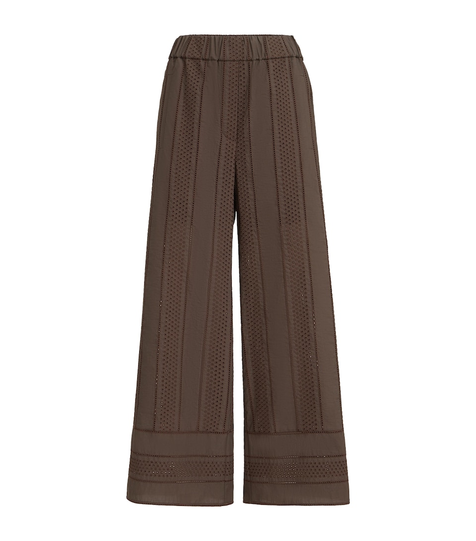 Brunello Cucinelli Womens Techno Cotton Broderie Anglaise Trousers