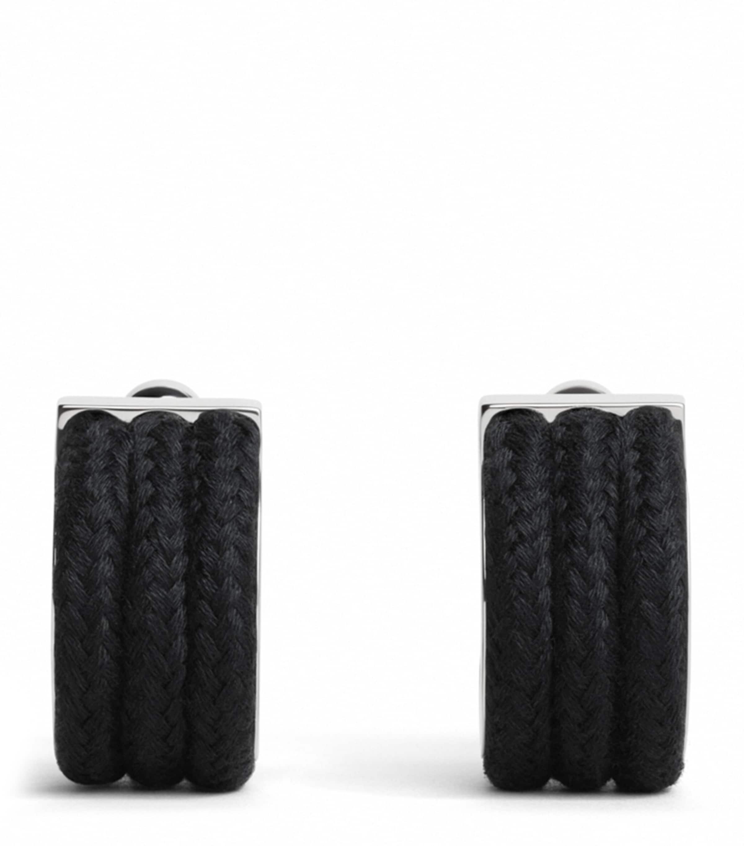 Alaïa Corded Hoop Earrings Noir