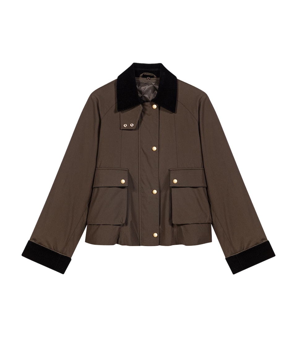 Maje Womens Detachable-Gilet Utility Jacket Khaki