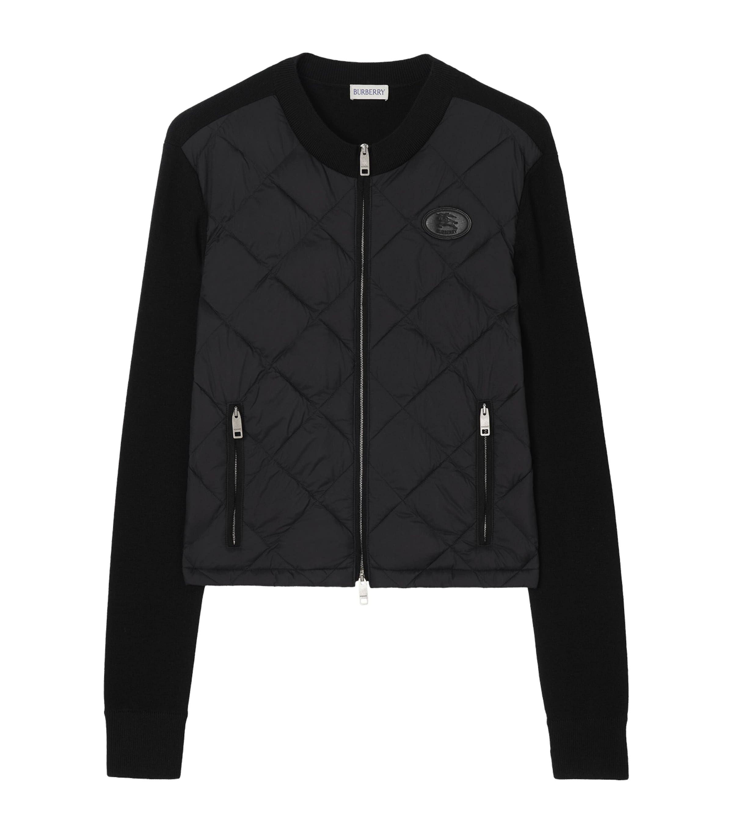 Burberry Womens Quilted Wool-Trim Fulbrook Jacket Black