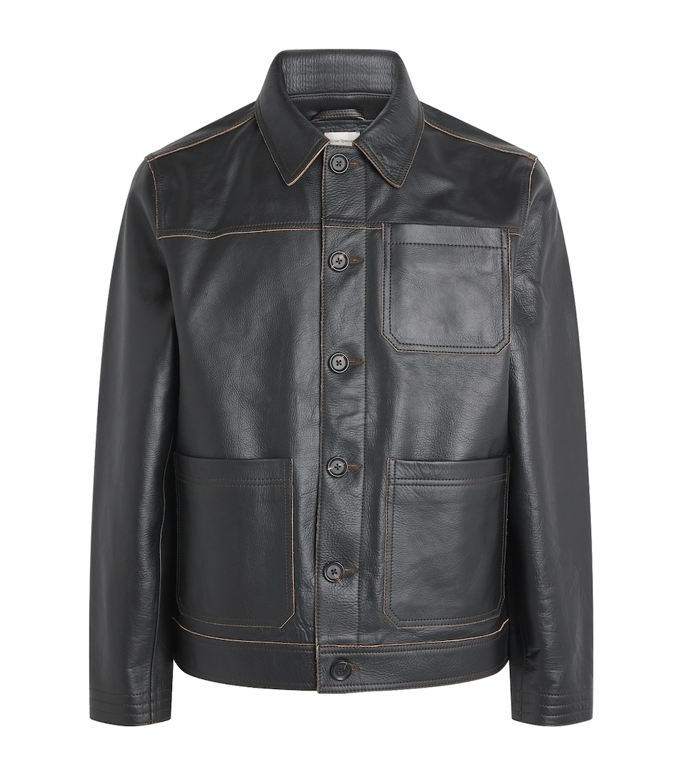 Oliver Spencer Mens Hardwick Leather Jacket Black