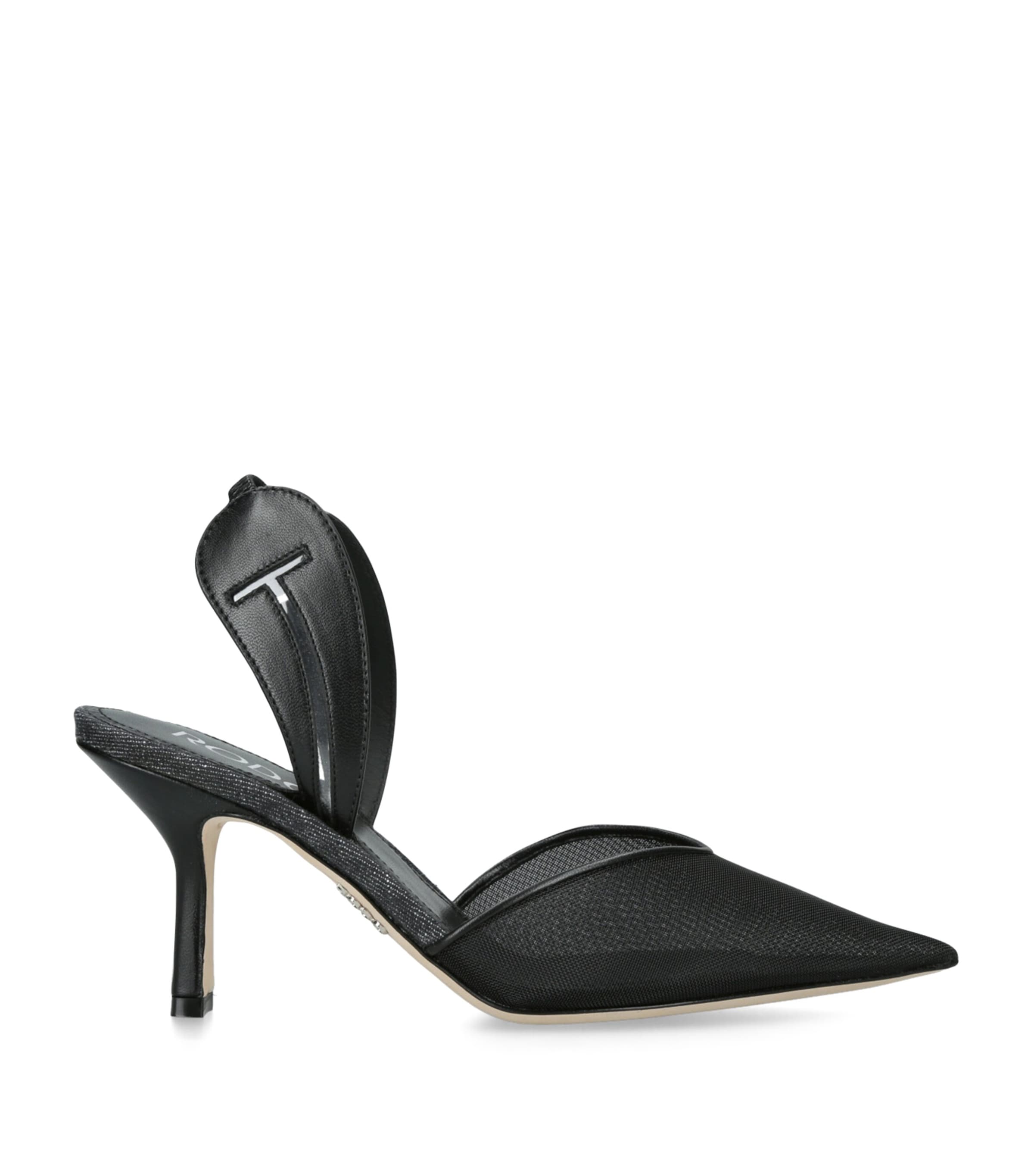 Rodo Mesh Aira Slingback Pumps 80 Black