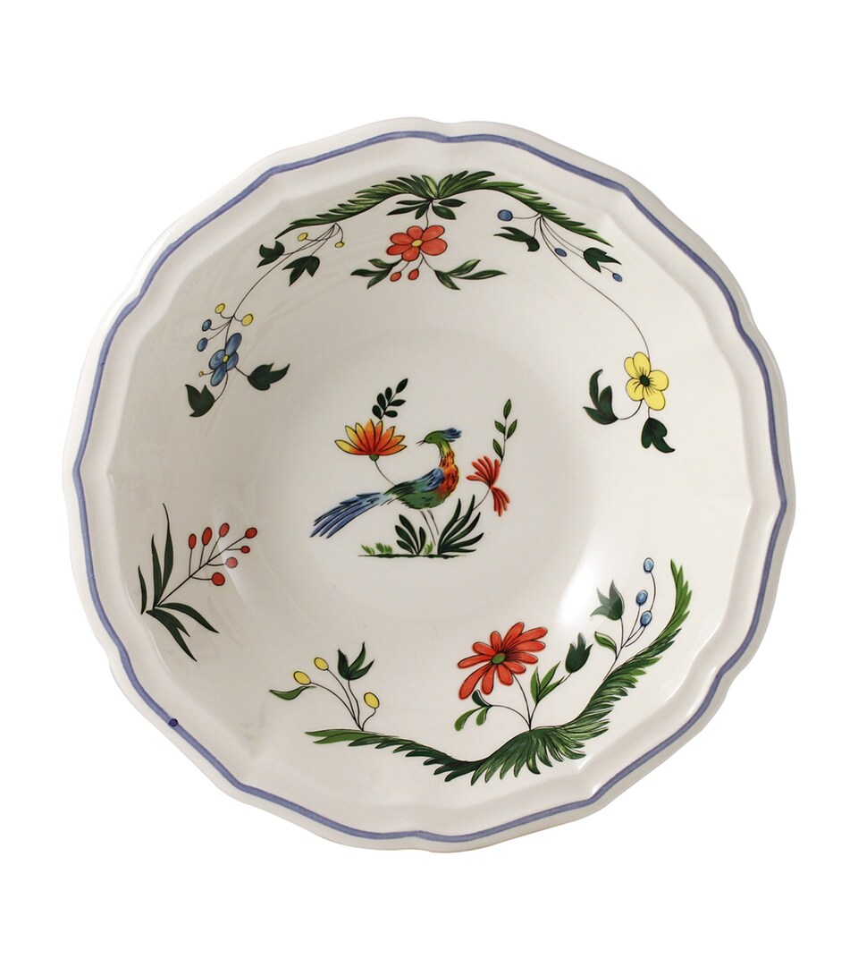 Gien Set of 4 Oiseaux Paradis Cereal Bowls (18cm) White, Blue, Green