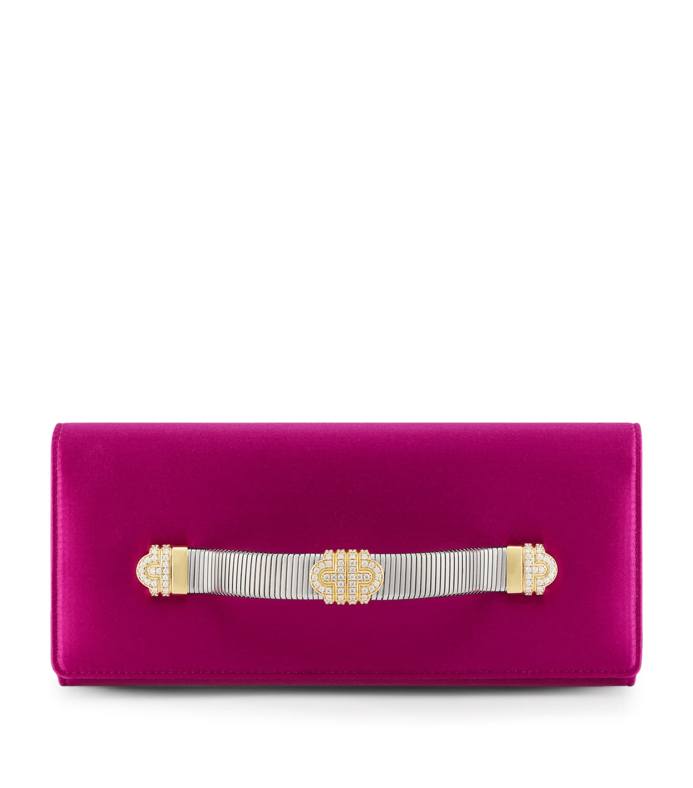 Bvlgari Satin Tubogas Evening Clutch Bag Pink