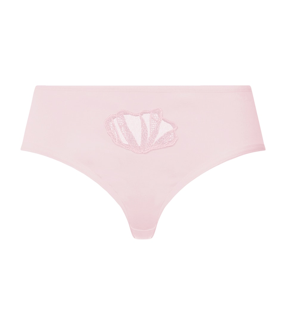 Hanro Womens Cotton Lace-Detail Rosaria Briefs Rose Bath
