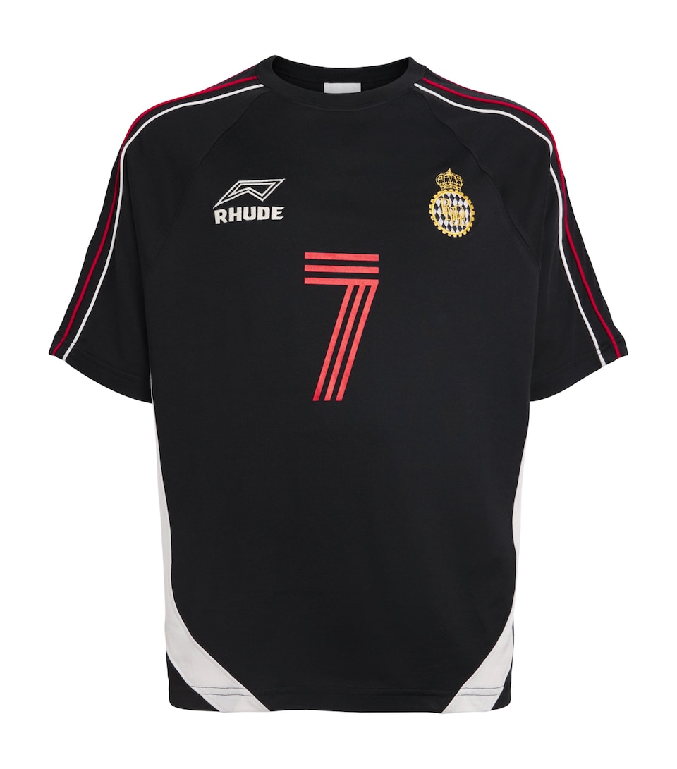 Rhude Mens Football Crest T-Shirt Blk/wht/red