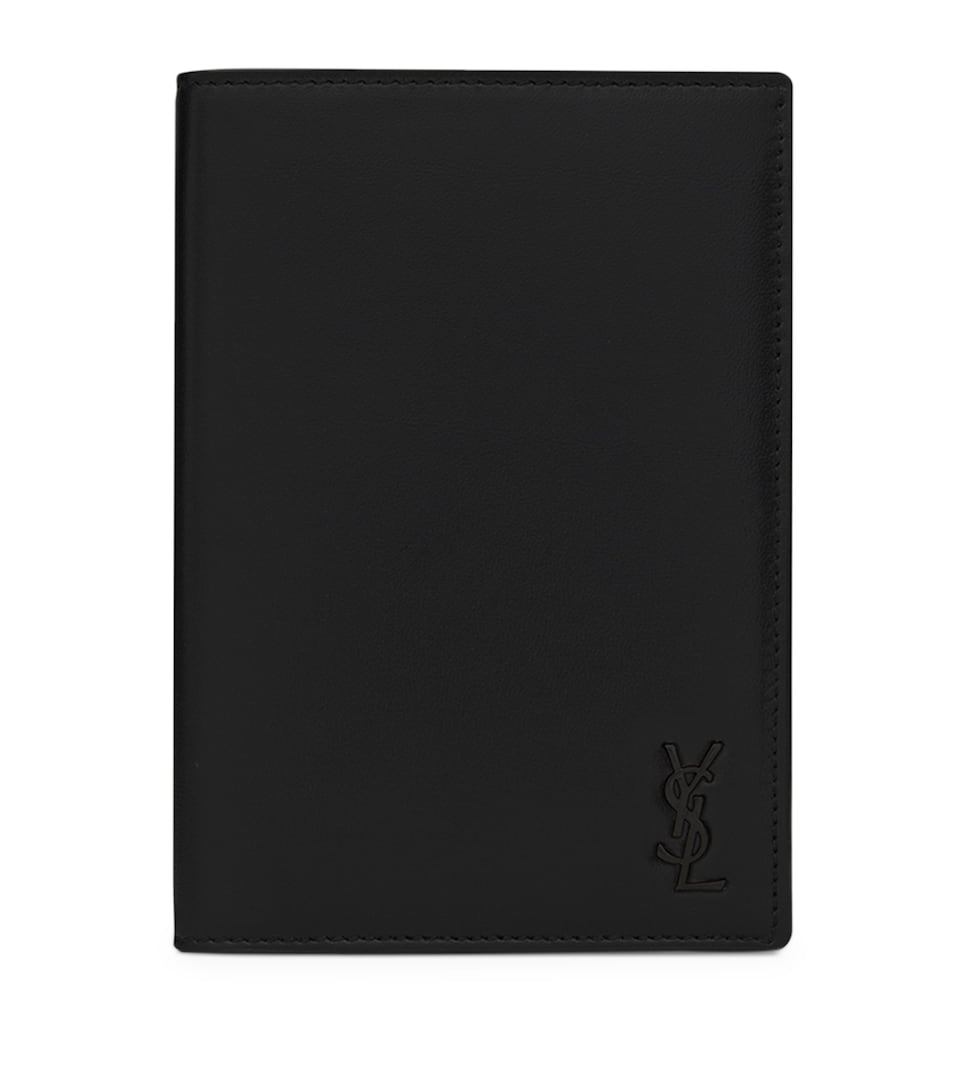 Saint Laurent Leather Monogram Passport Holder
