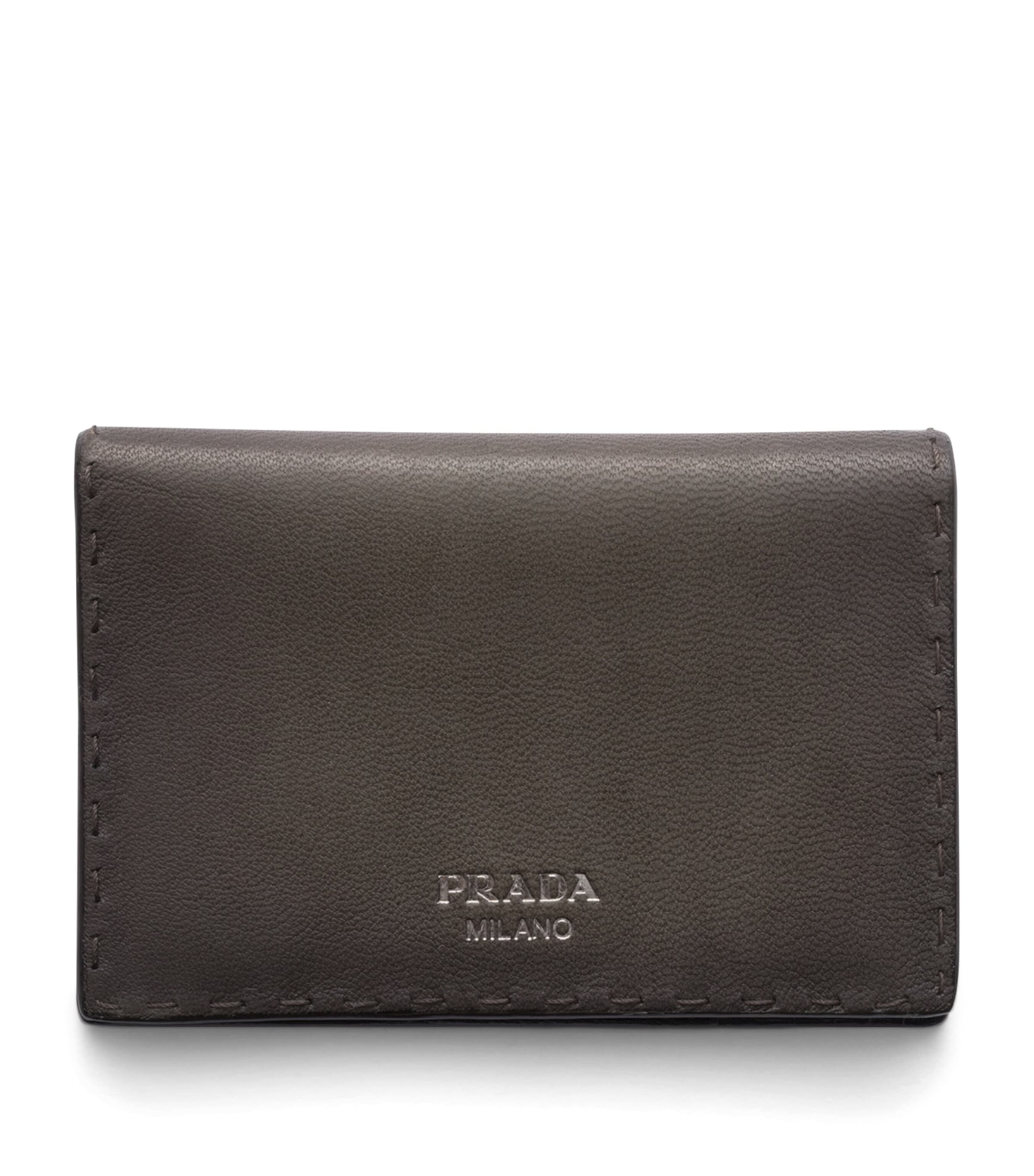 Prada Lambskin Bifold Wallet Grey