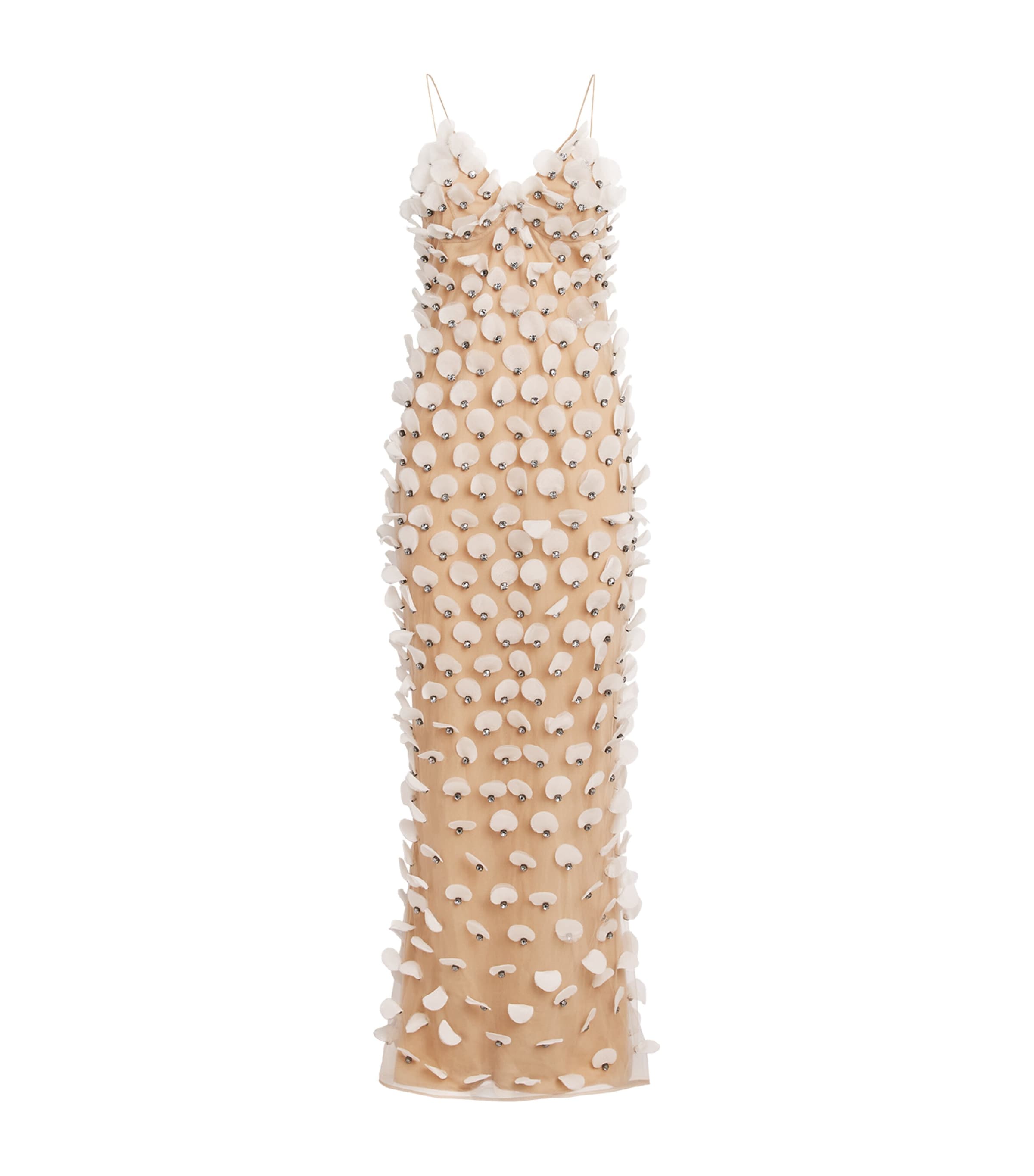 Stella McCartney Womens Embellished Polka Dot Gown Nude Intimo