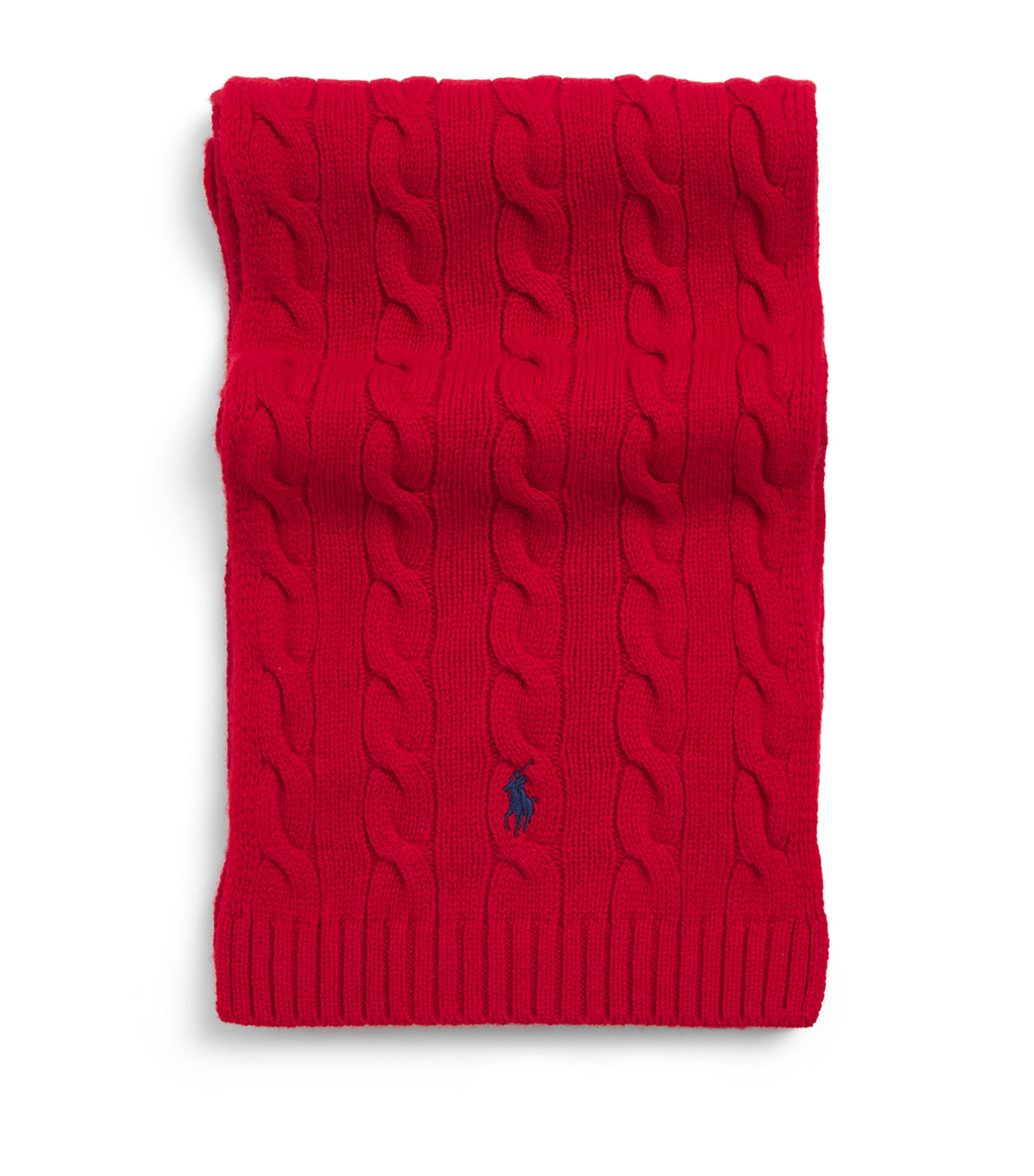 Polo Ralph Lauren Wool-Cashmere Cable-Knit Scarf Park Ave Red