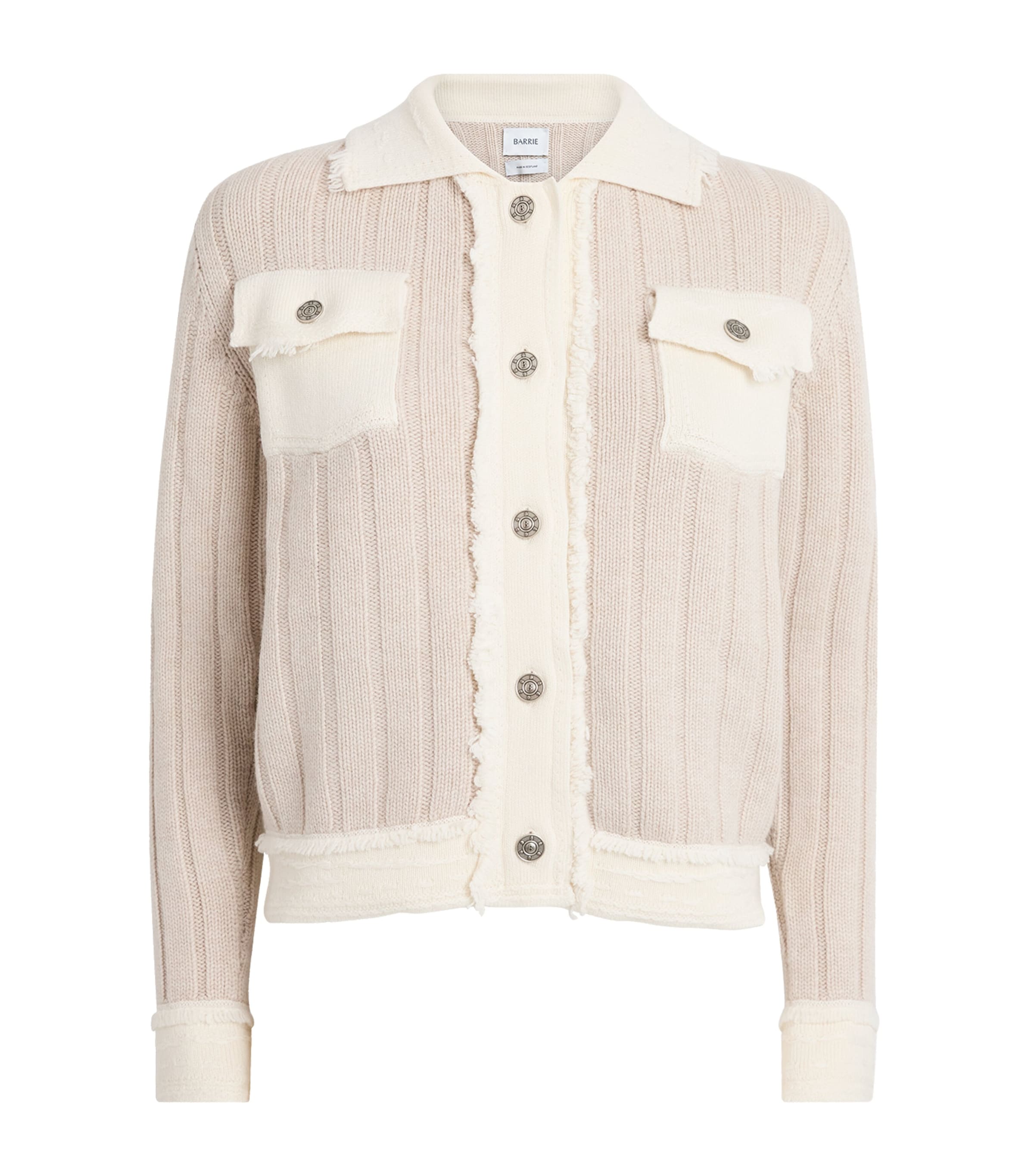 Barrie Womens Cashmere-Wool-Cotton Ribbed Jacket Swansdwn/niveous