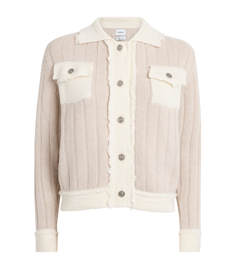 Barrie Womens Cashmere-Wool-Cotton Ribbed Jacket Swansdwn/niveous