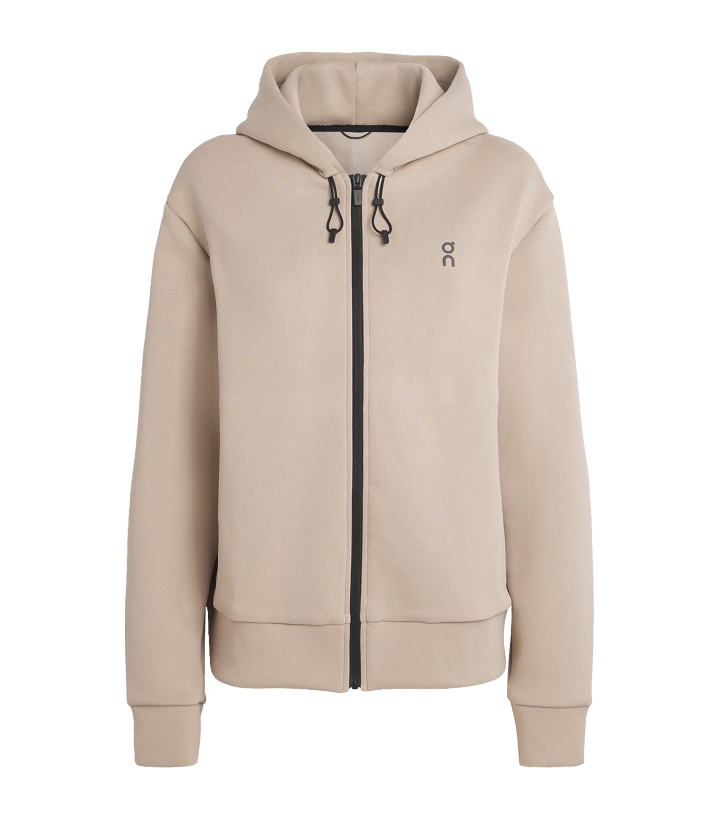 On Womens Cotton-Blend Focus Tech Zip Hoodie Desert