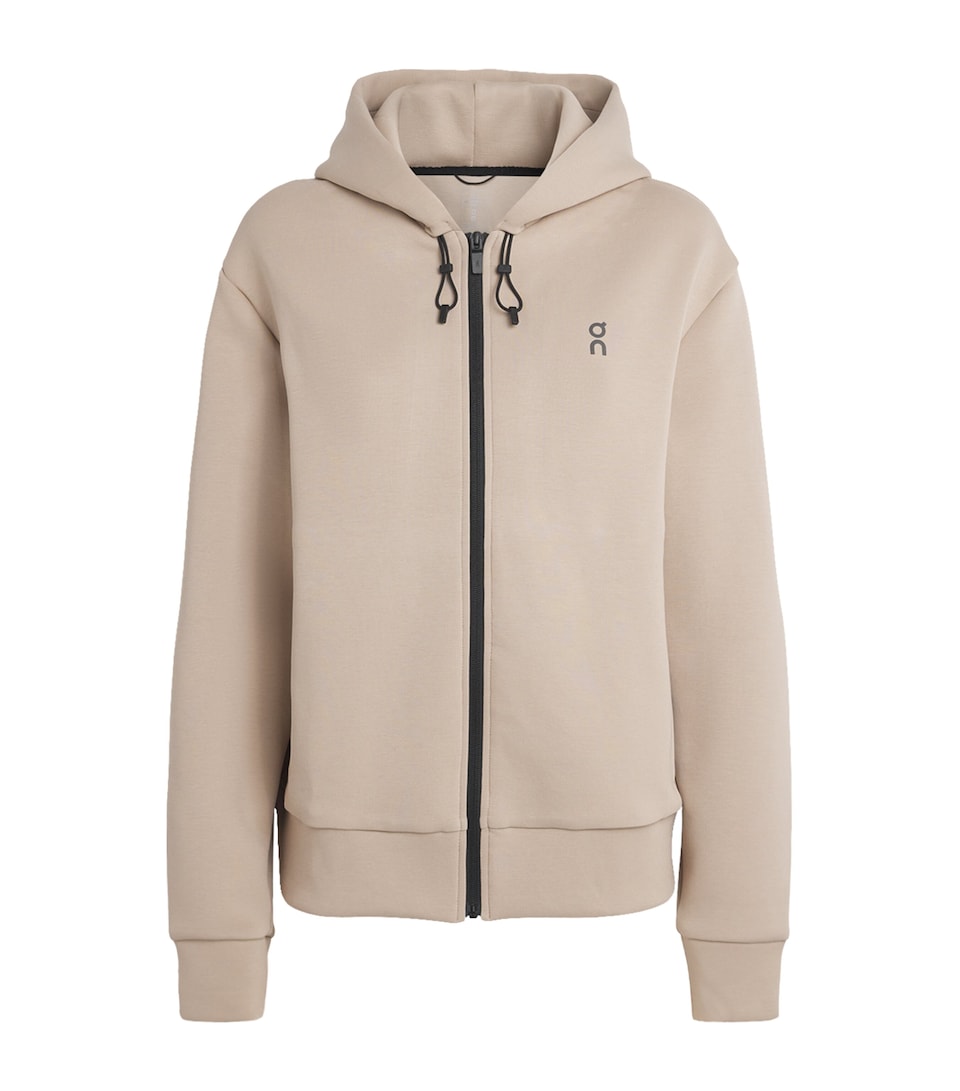 On Womens Cotton-Blend Focus Tech Zip Hoodie Desert