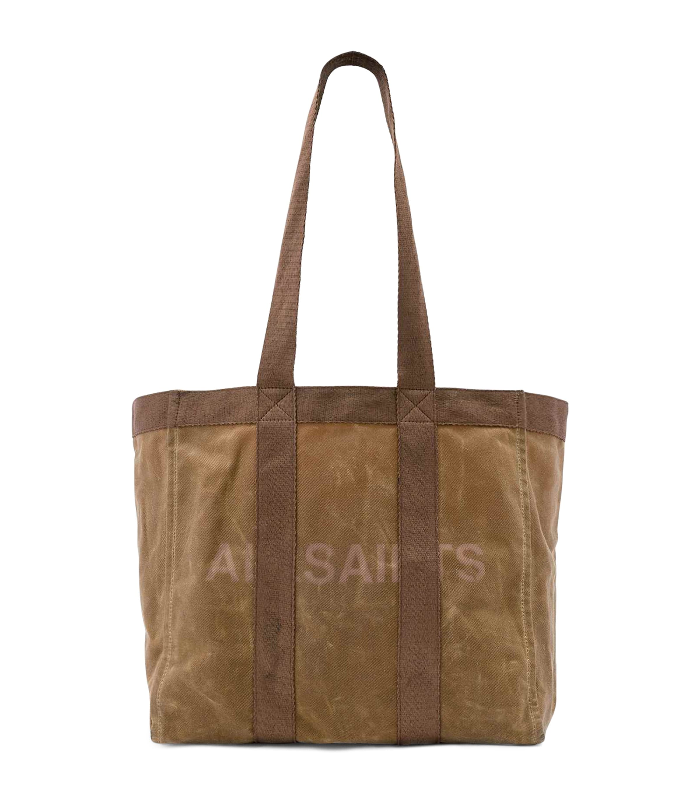 AllSaints Organic Cotton Canvas Layo Tote Bag Weathered Brown