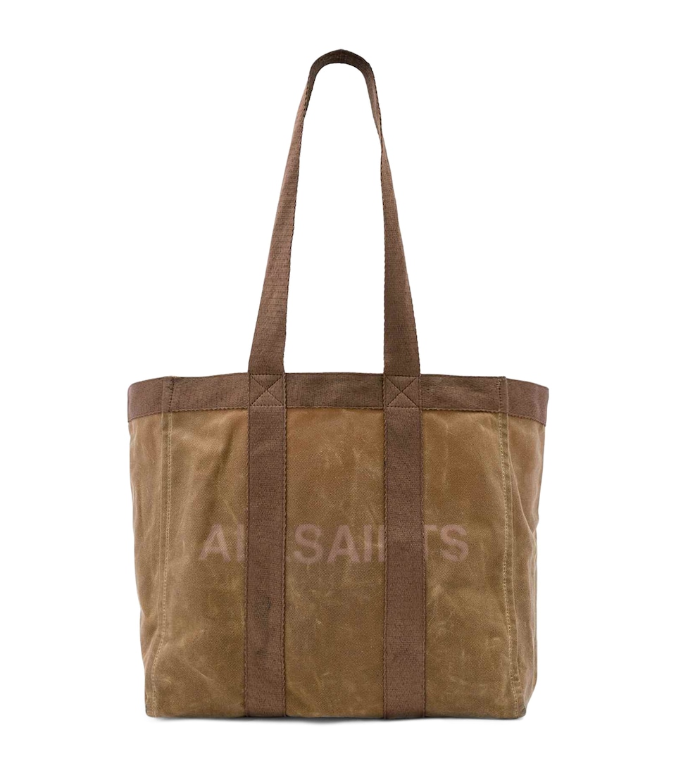 AllSaints Organic Cotton Canvas Layo Tote Bag Weathered Brown