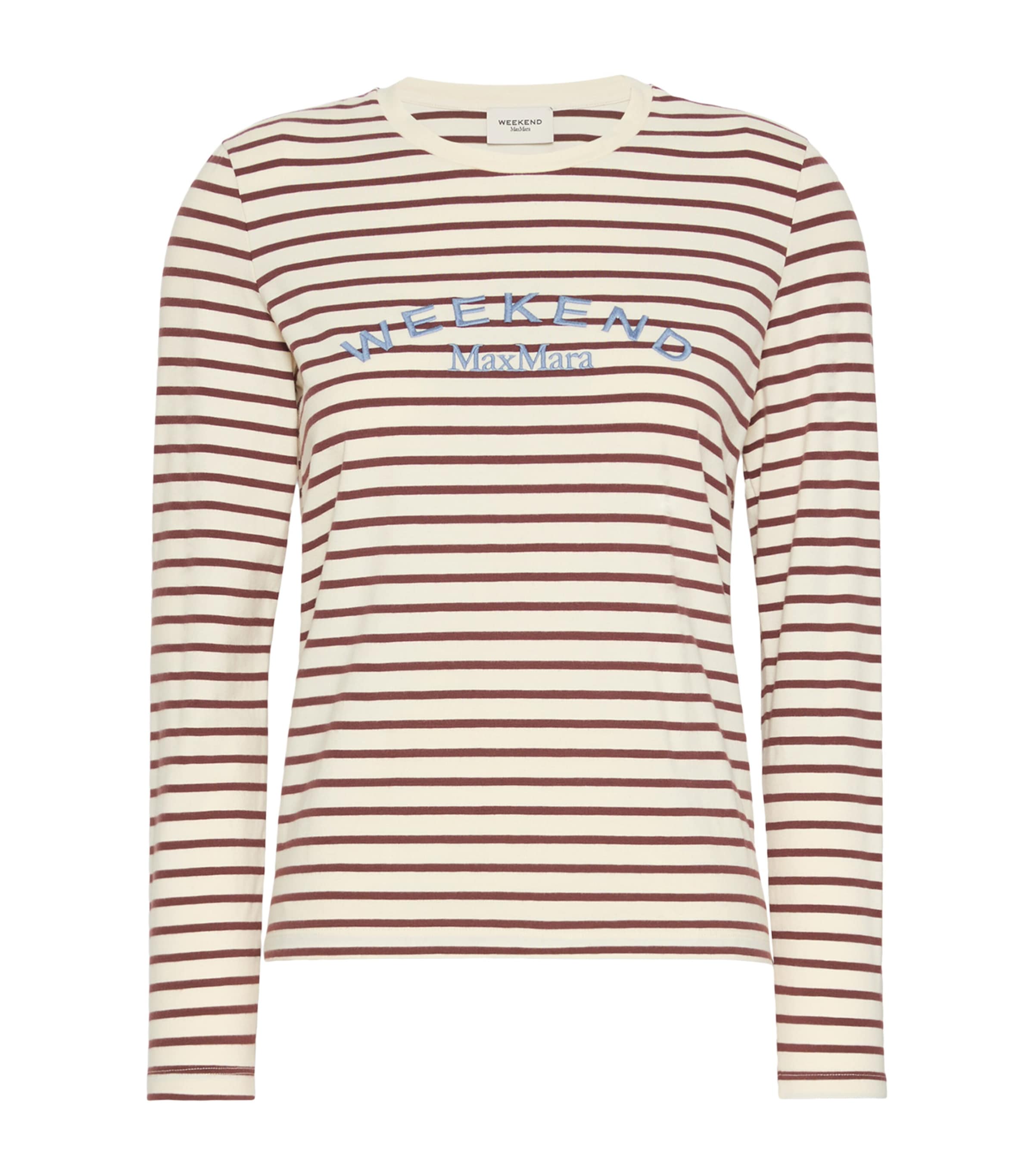 Weekend Max Mara Womens Stretch-Cotton Logo T-Shirt Bordeaux