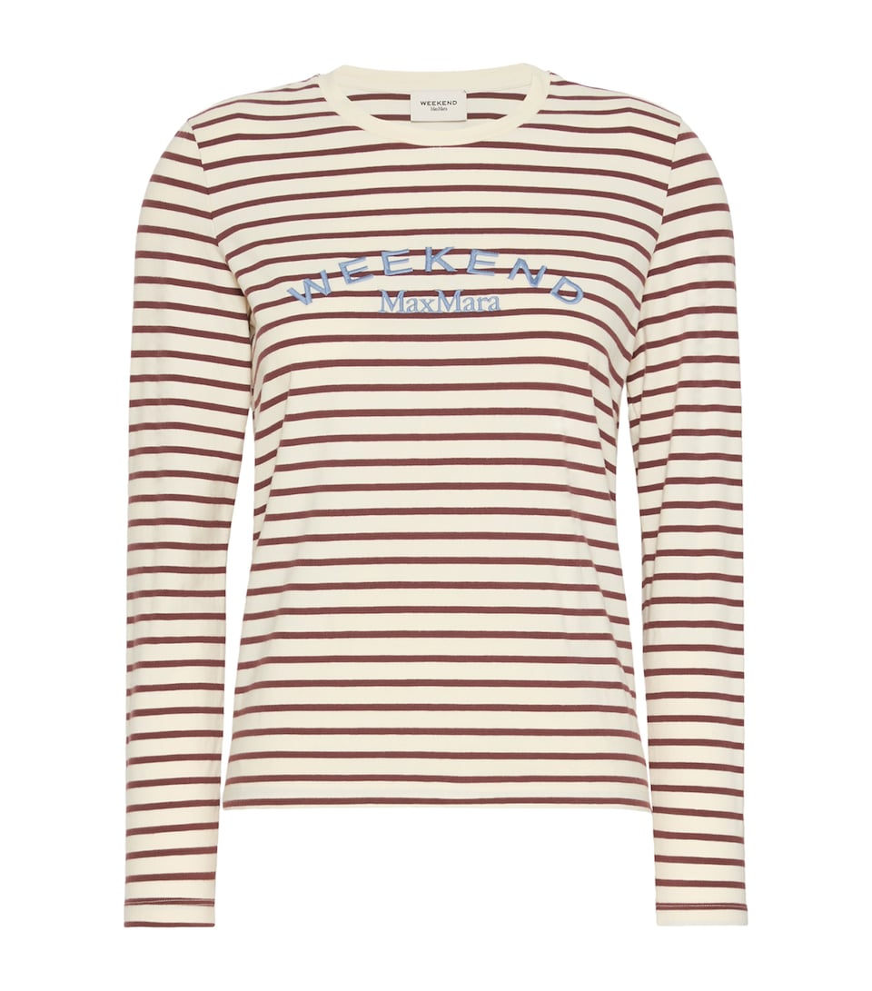 Weekend Max Mara Womens Stretch-Cotton Logo T-Shirt Bordeaux