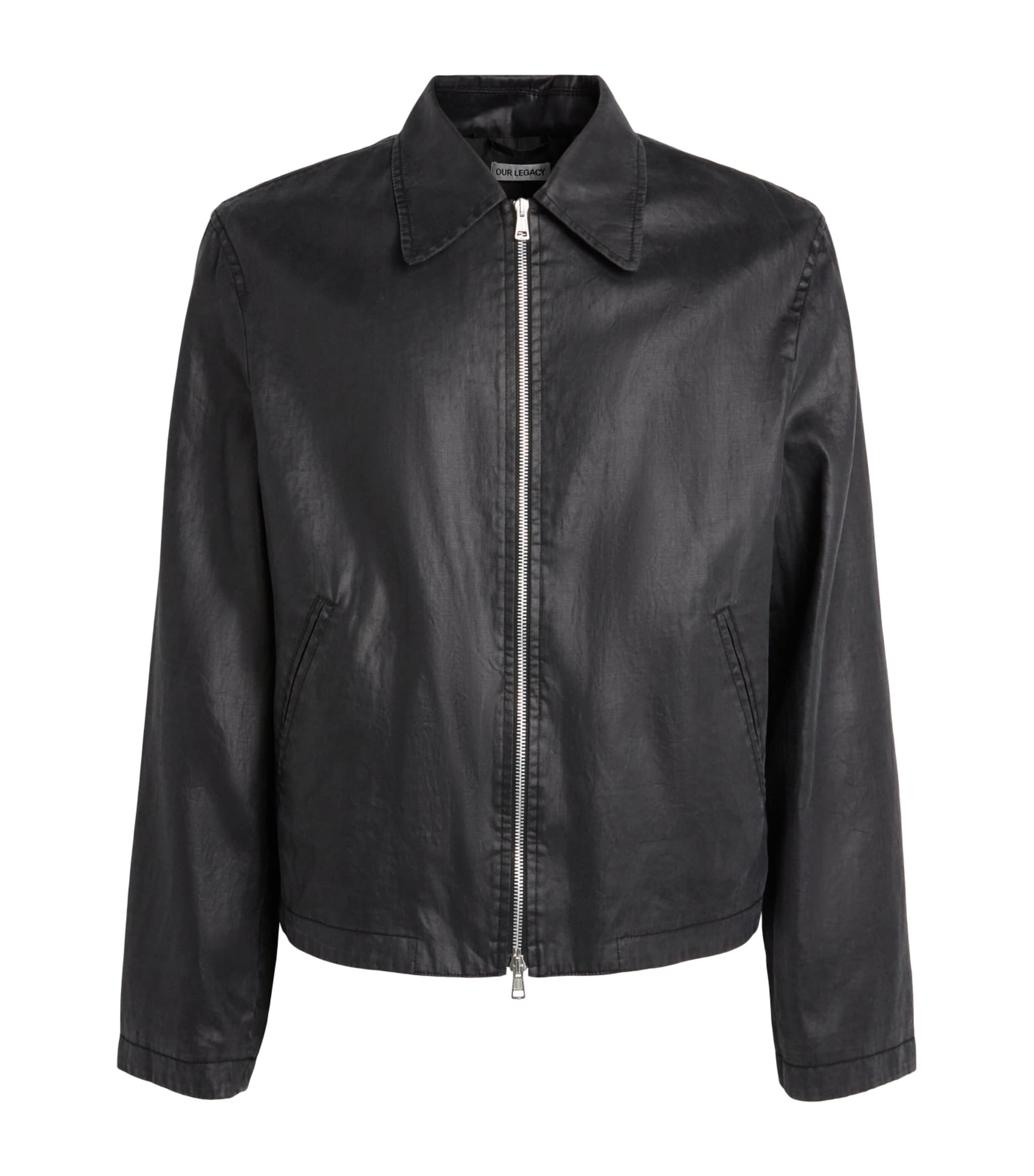Our Legacy Mens Faux Leather Worker Jacket Lcqur Blk Miror Tncl