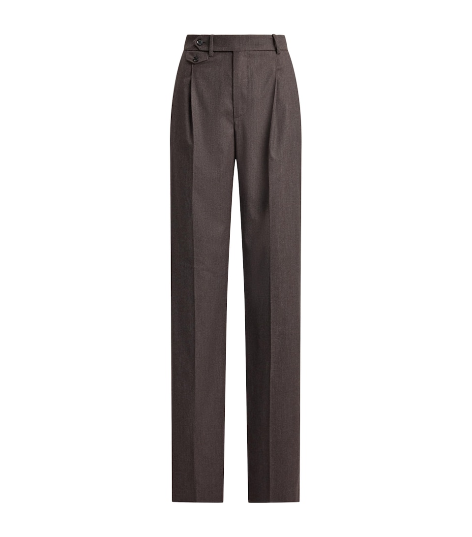 Ralph Lauren Collection Womens Wool-Blend Straight Trousers Taupe Grey Melange