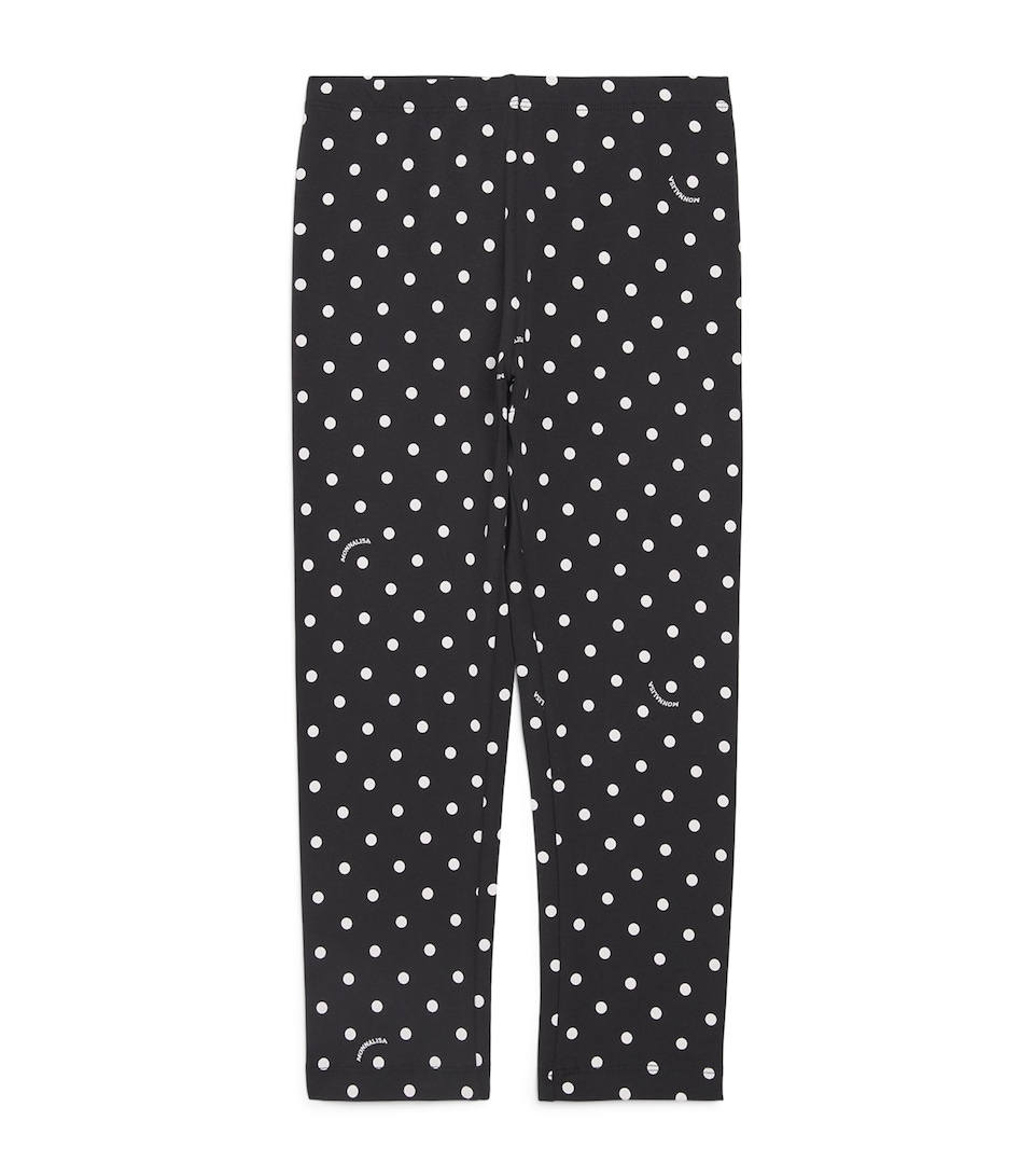 Monnalisa Stretch-Cotton Polka-Dot Leggings (2-12 Years) Black+white