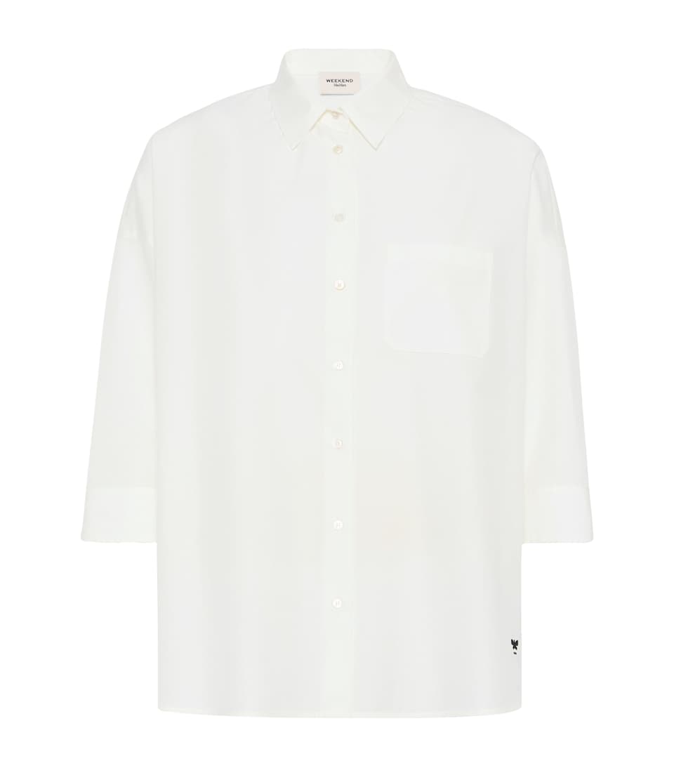 Weekend Max Mara Womens Cotton Cropped Sleeve Shirt White