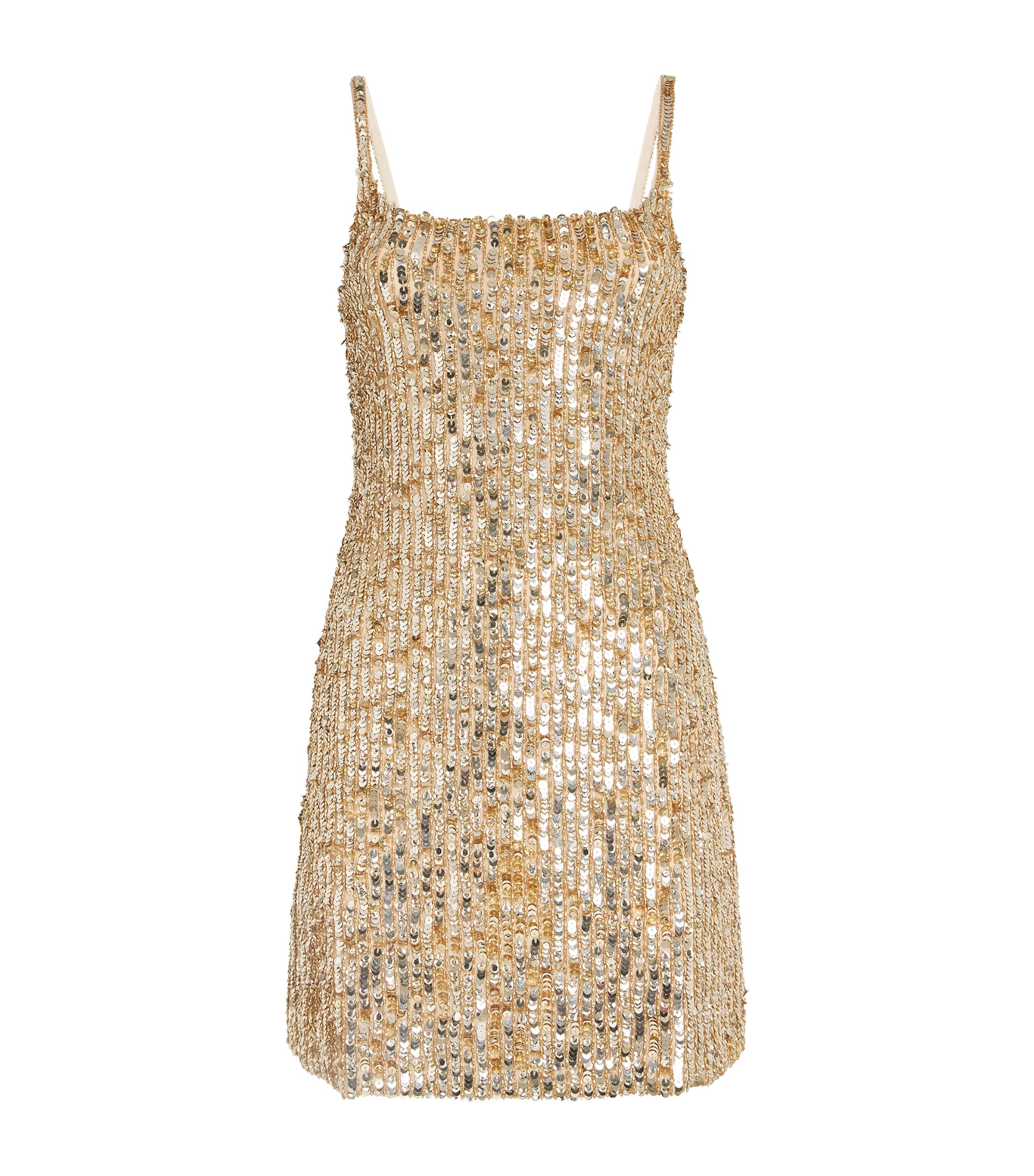 Alice+Olivia Womens Embellished Nina Mini Dress Champagne/gold