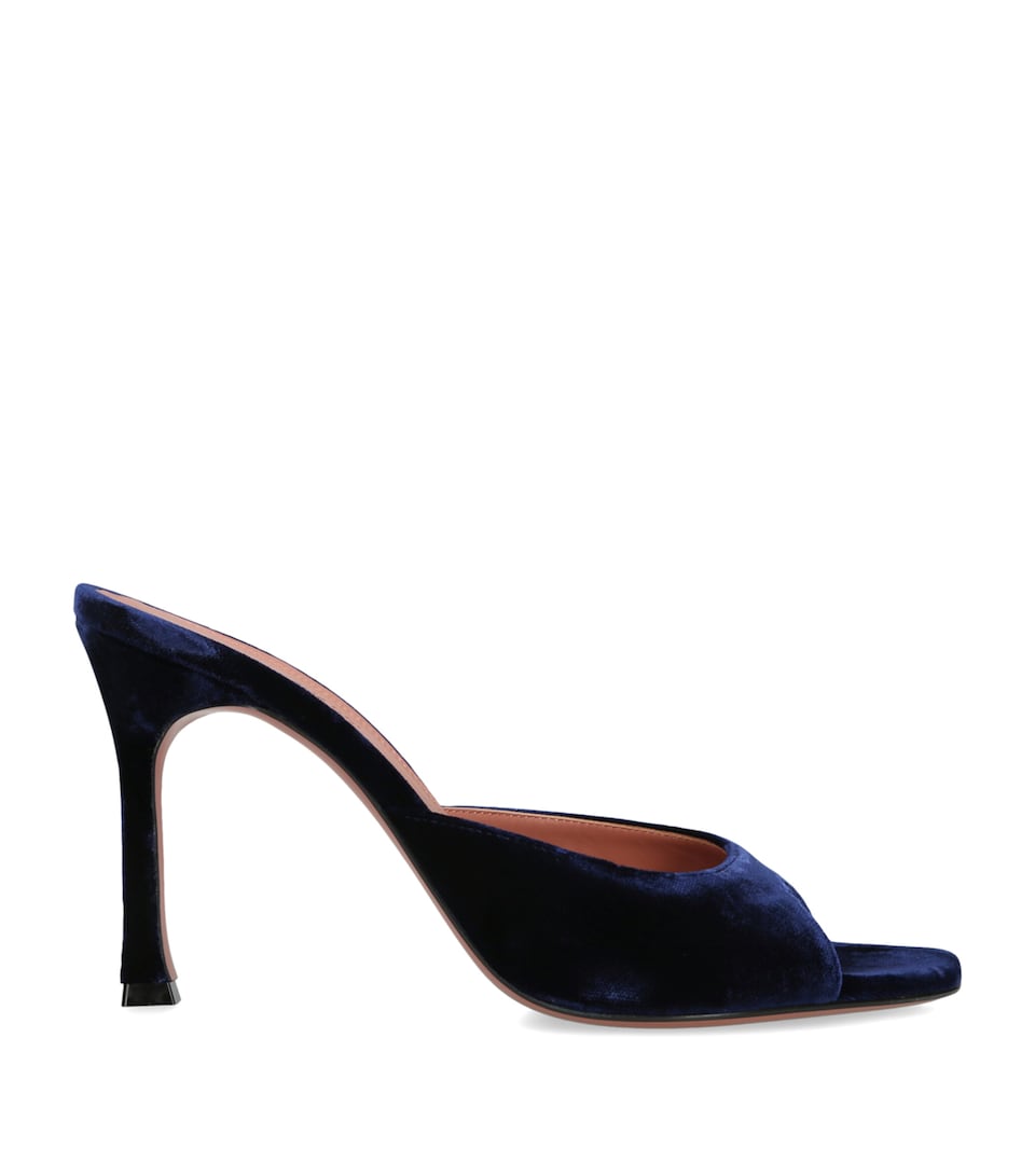 Amina Muaddi Velvet Alexa Mules 95 Blue/dark