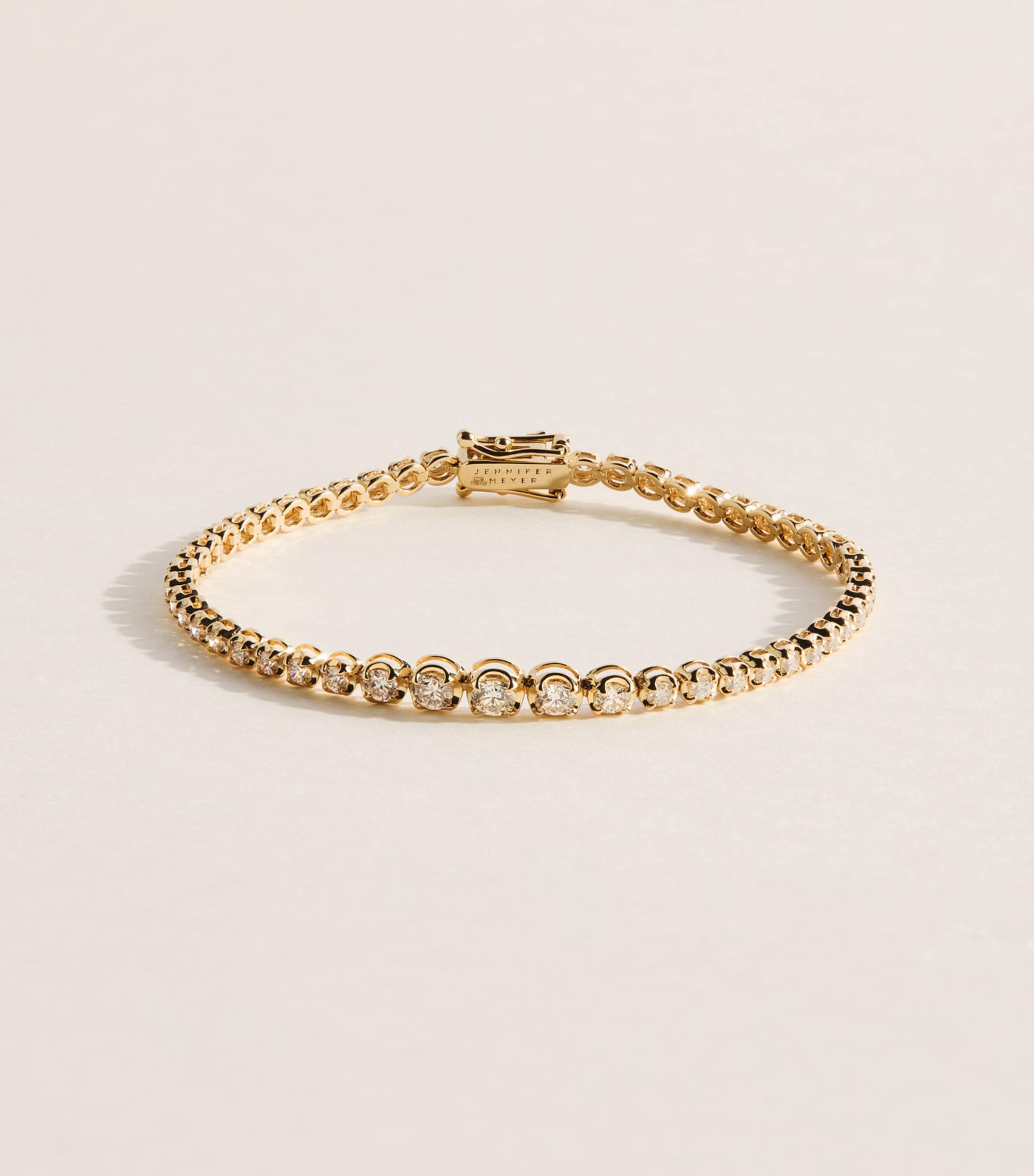 Jennifer Meyer Small Yellow Gold and Diamond Bezel Tennis Bracelet Yellow Gold