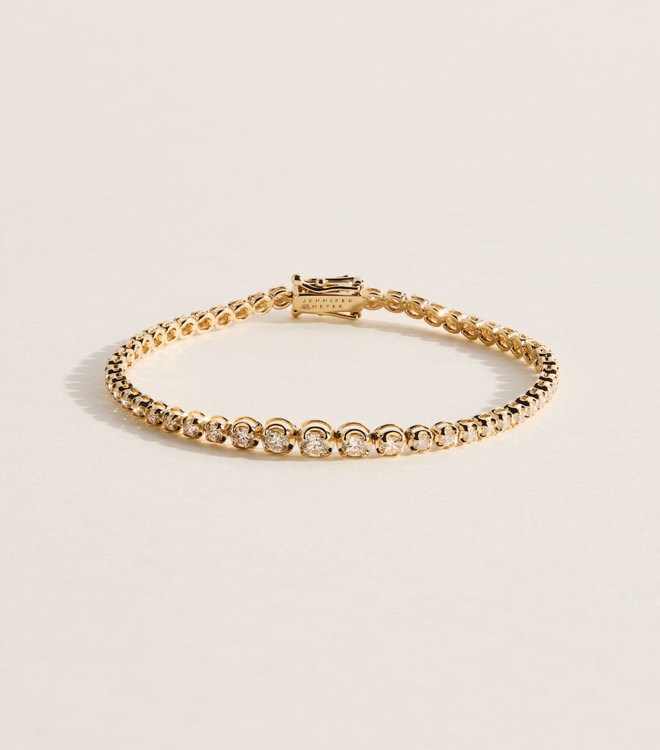 Jennifer Meyer Small Yellow Gold and Diamond Bezel Tennis Bracelet Yellow Gold