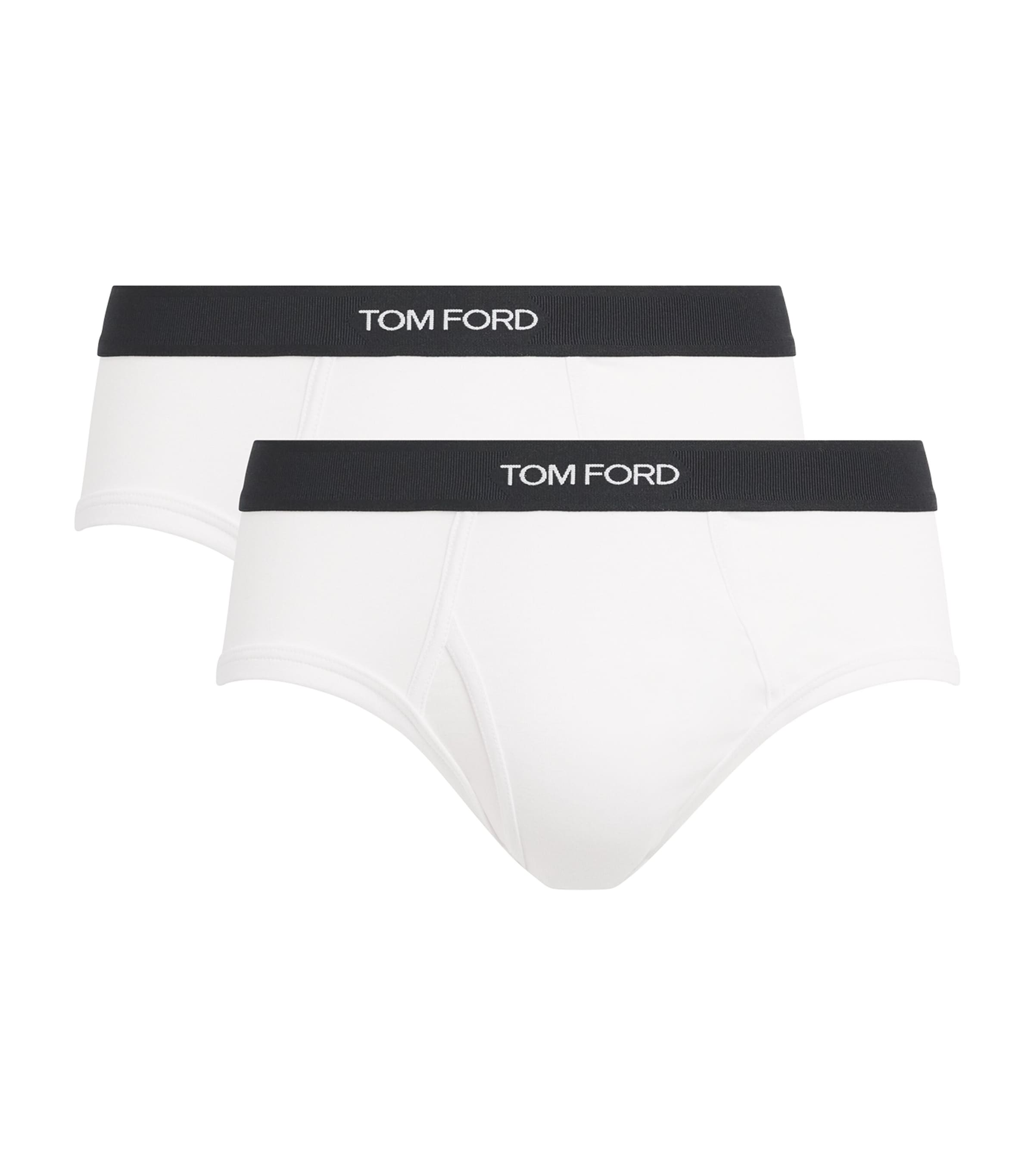 TOM FORD Mens Stretch-Cotton Logo Briefs (Pack of 2) White