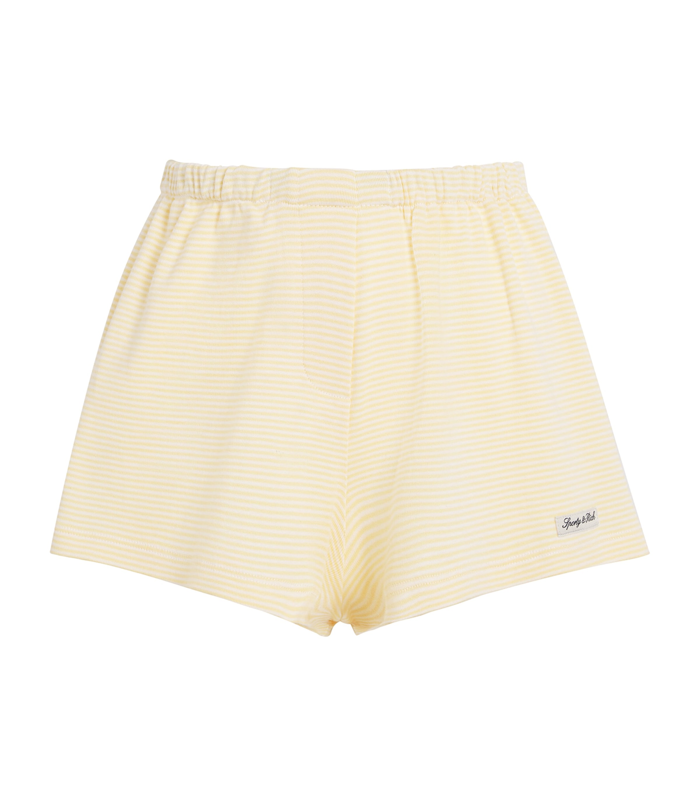 Sporty & Rich Womens Cotton Signature Stripe Shorts Strpd Blck