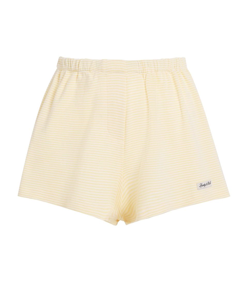 Sporty & Rich Womens Cotton Signature Stripe Shorts Strpd Blck