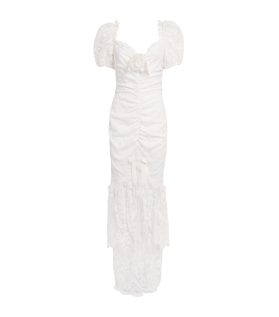 Lace Rose-Detail Maxi Dress