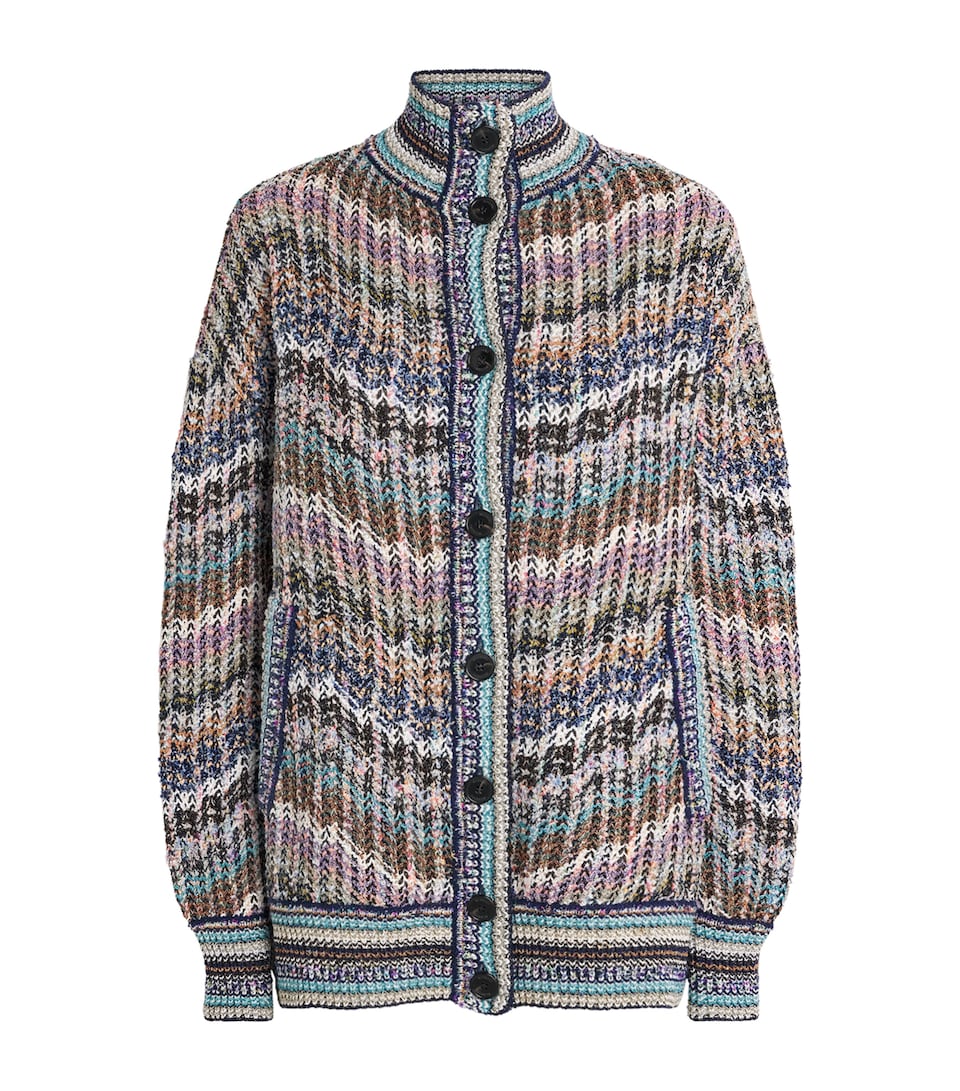 Missoni Womens Sequin Chevron Cardigan Smsosmltclr Bl,wt,pk
