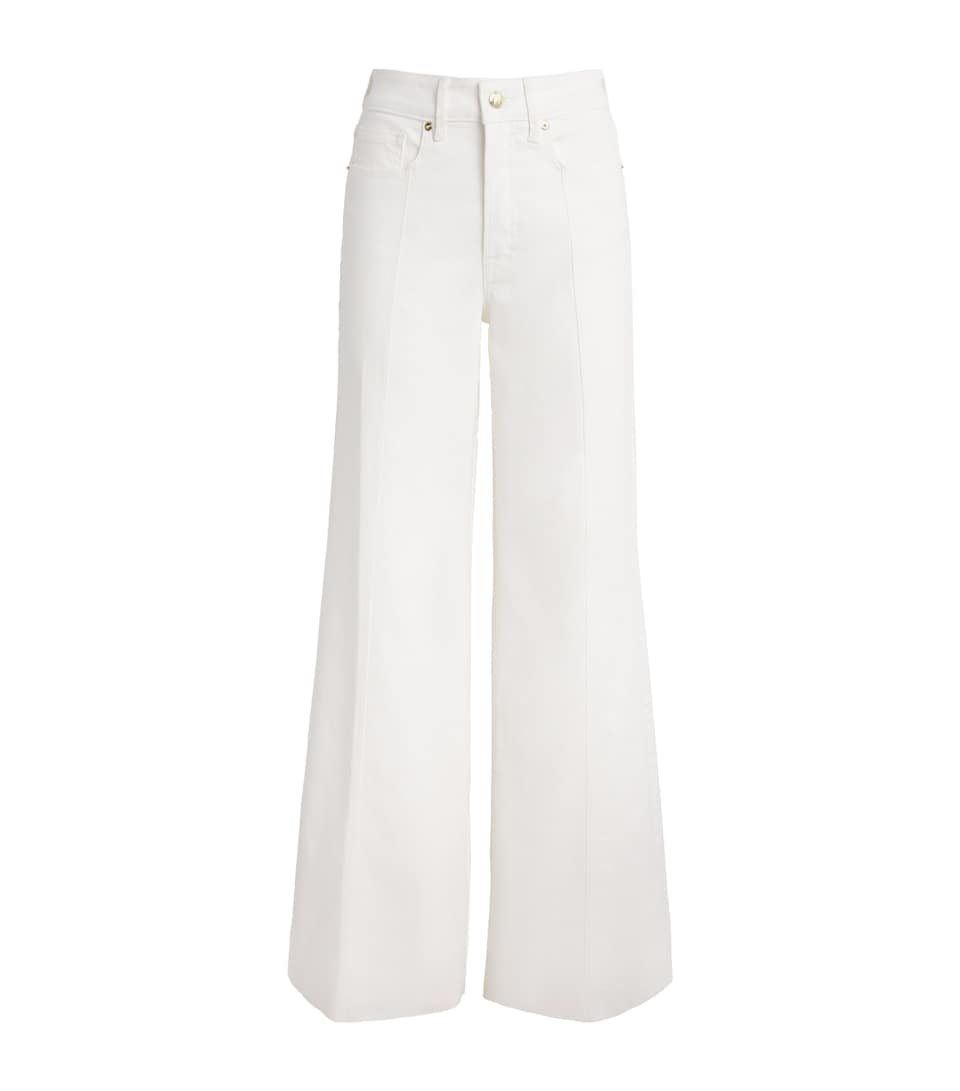 Good American Womens Good Waist Palazzo Jeans Cotton White