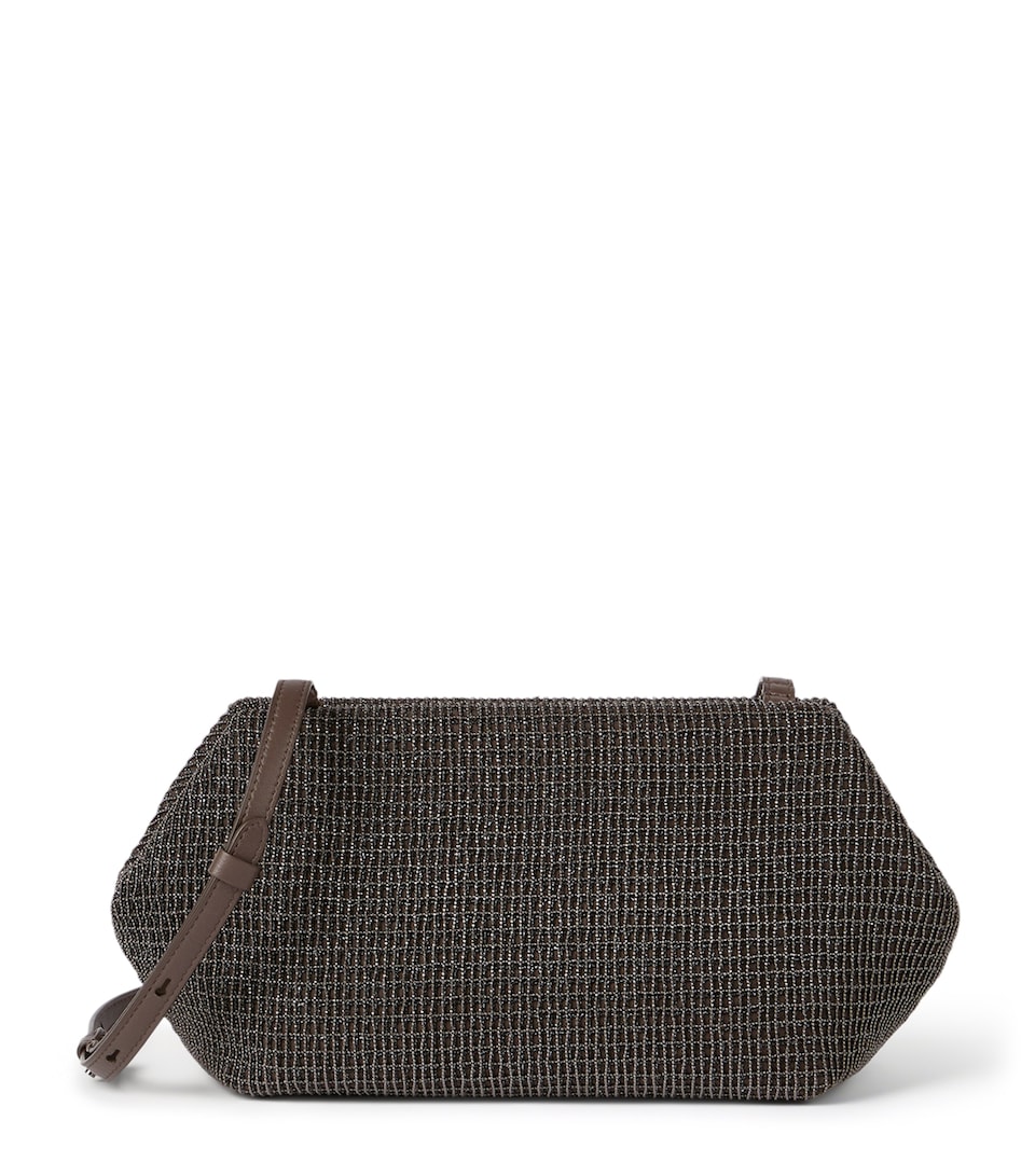 Leather Beaded Clutch Bag