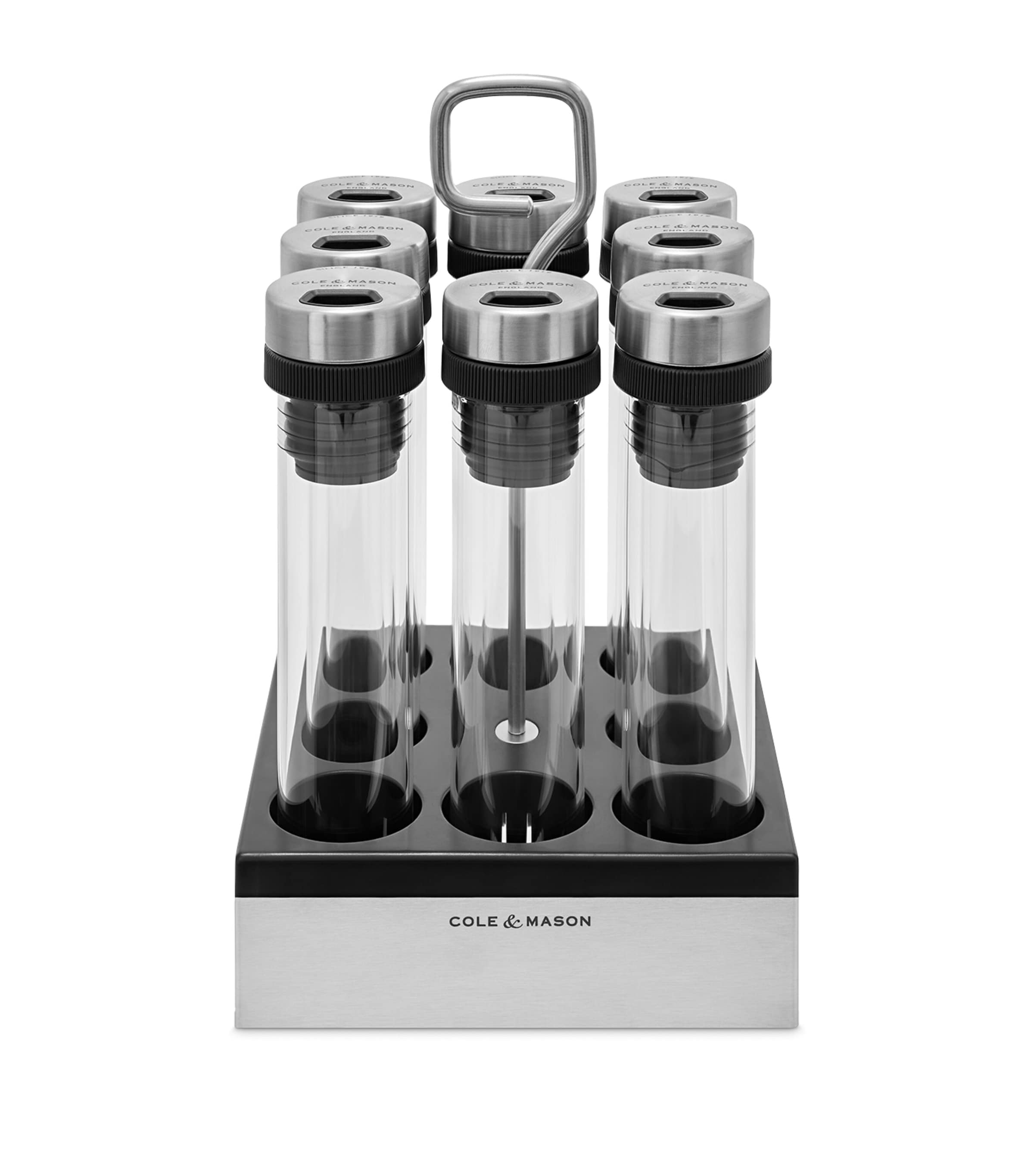 Cole & Mason Shadwell 8-Jar Countertop Spice Storage Black
