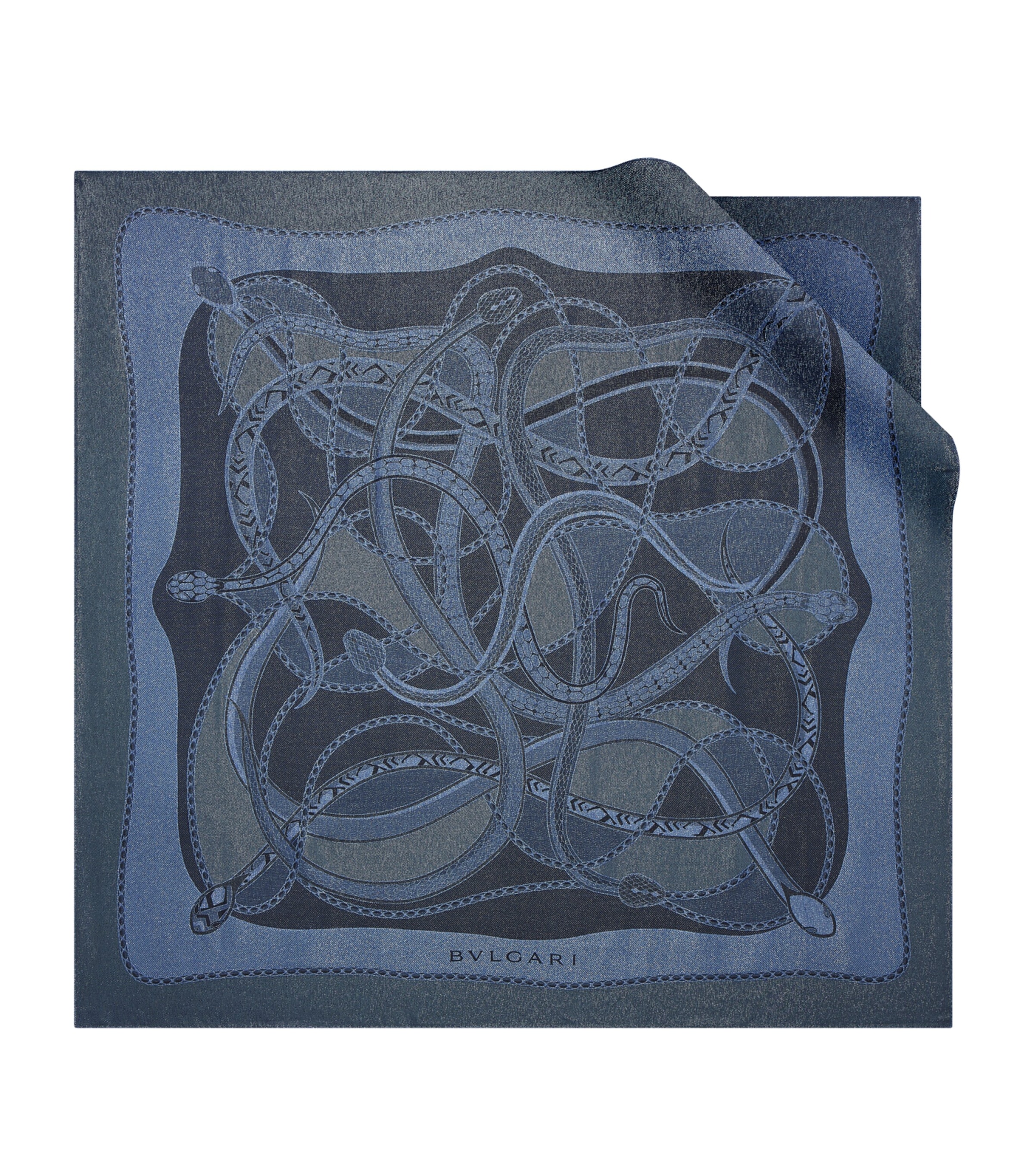Bvlgari Silk-Blend Serpenti 75 Lux Scarf Blue Medium