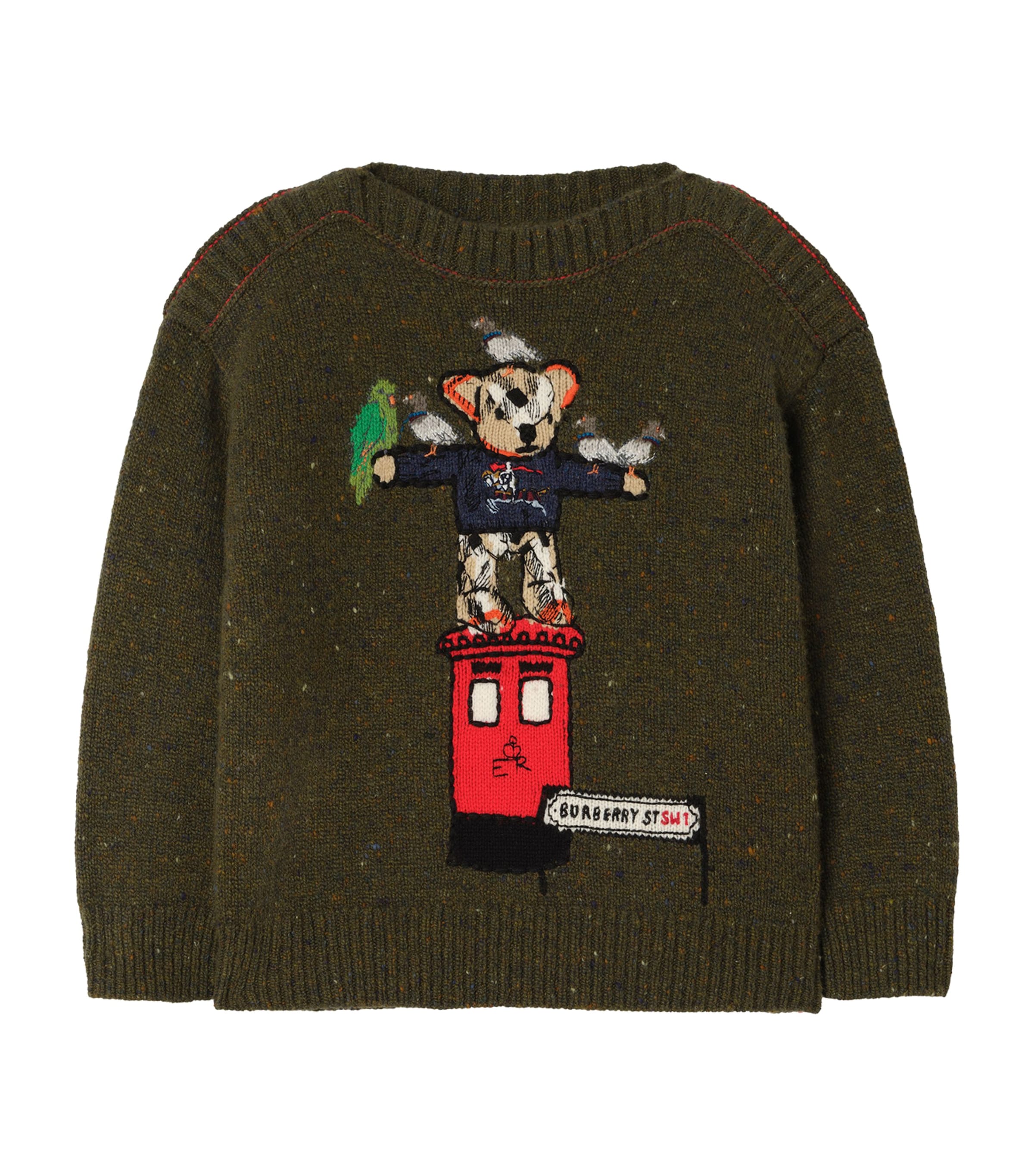 Burberry Kids Wool-Cashmere Blend Thomas Bear Sweater (4-12 Years) Loden Green
