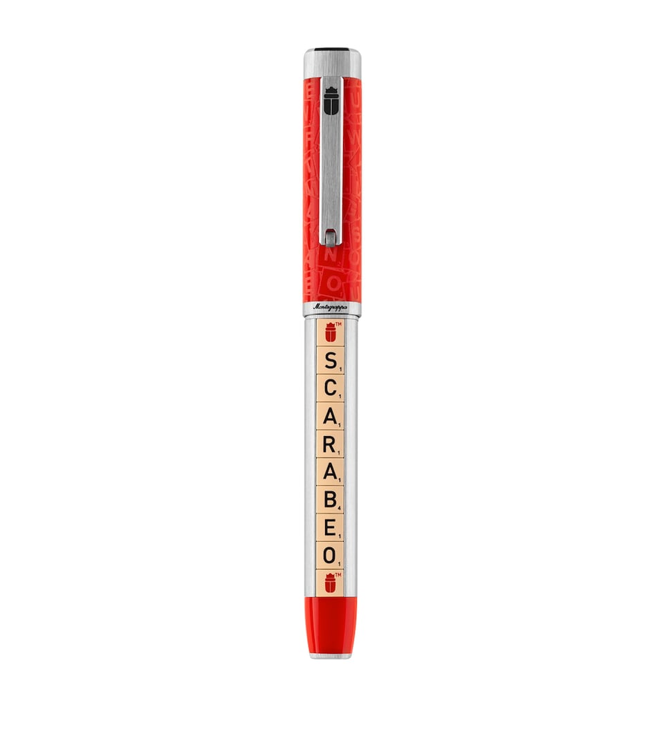Montegrappa Yellow-Gold Trim Scarabeo Fountain Pen Red&silver