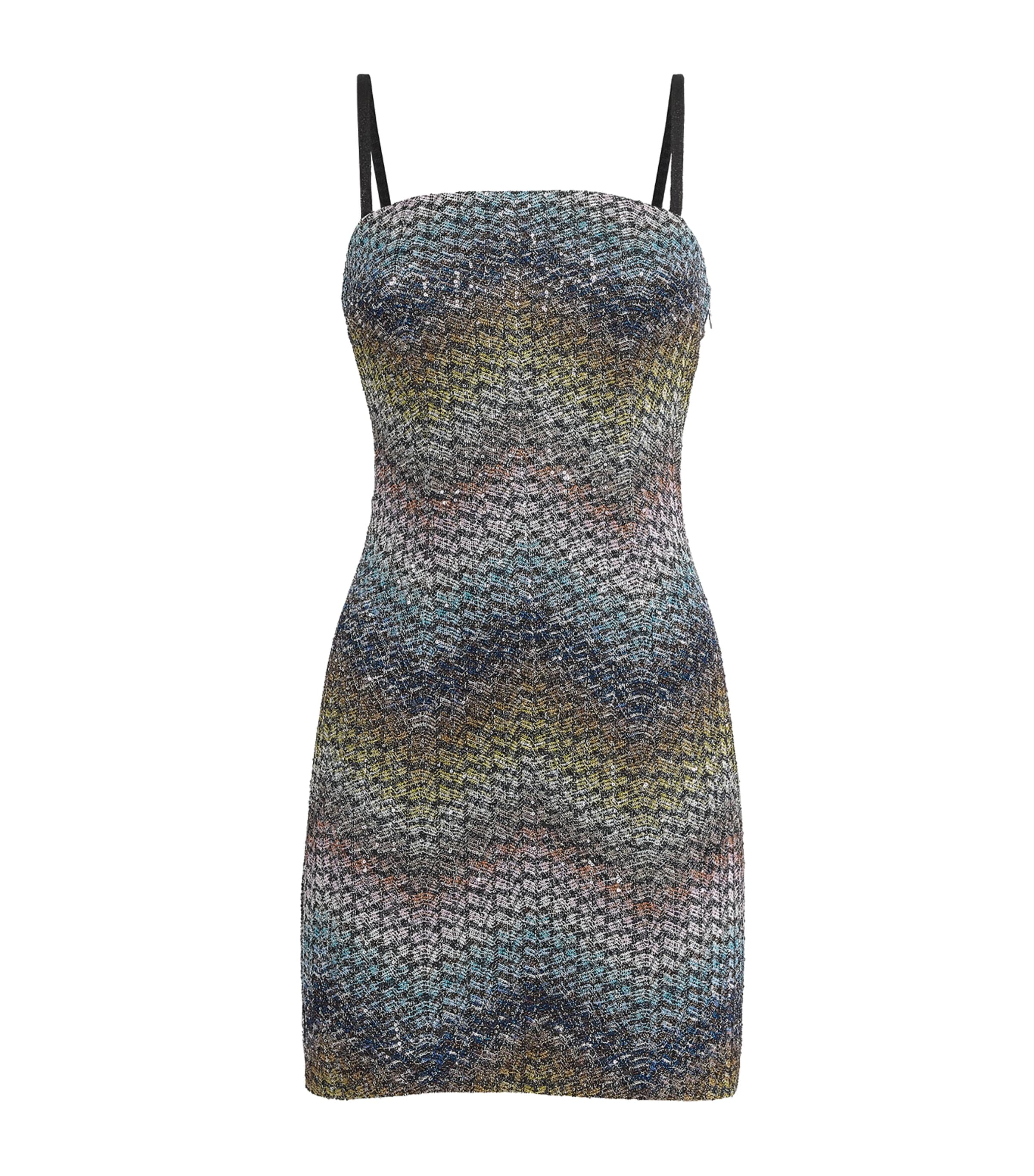 Missoni Womens Metallic Sleeveless Mini Dress Smsns Mlt Bl Ylw Vlt