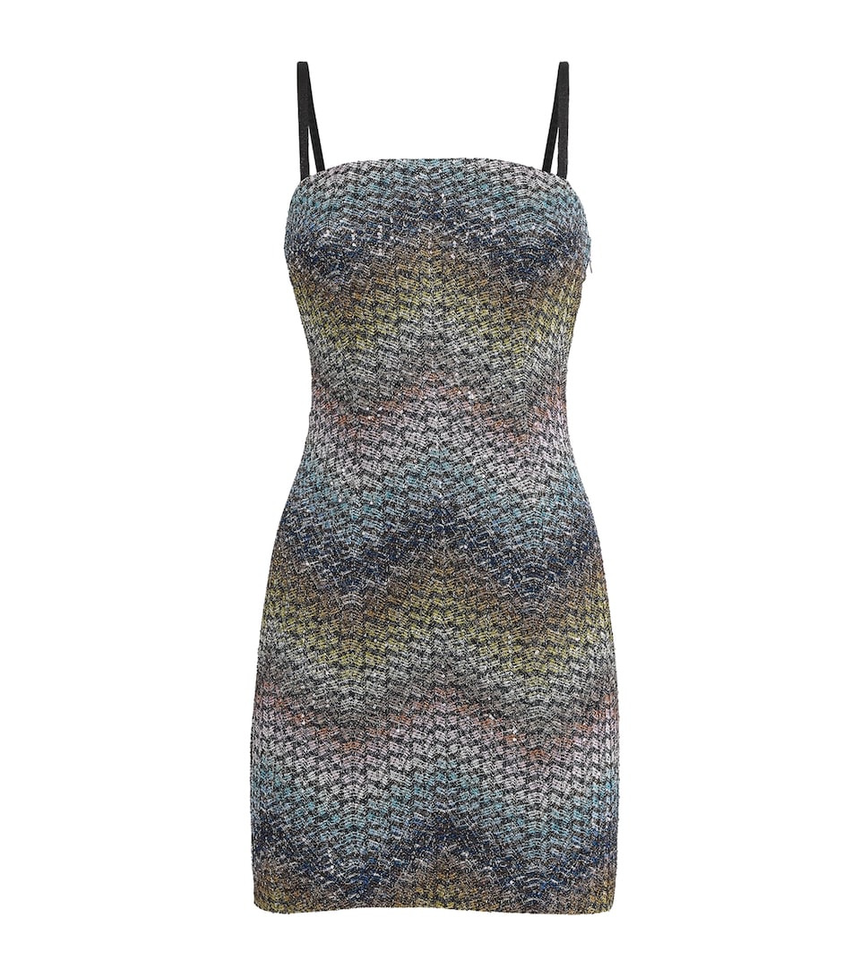 Missoni Womens Metallic Sleeveless Mini Dress Smsns Mlt Bl Ylw Vlt
