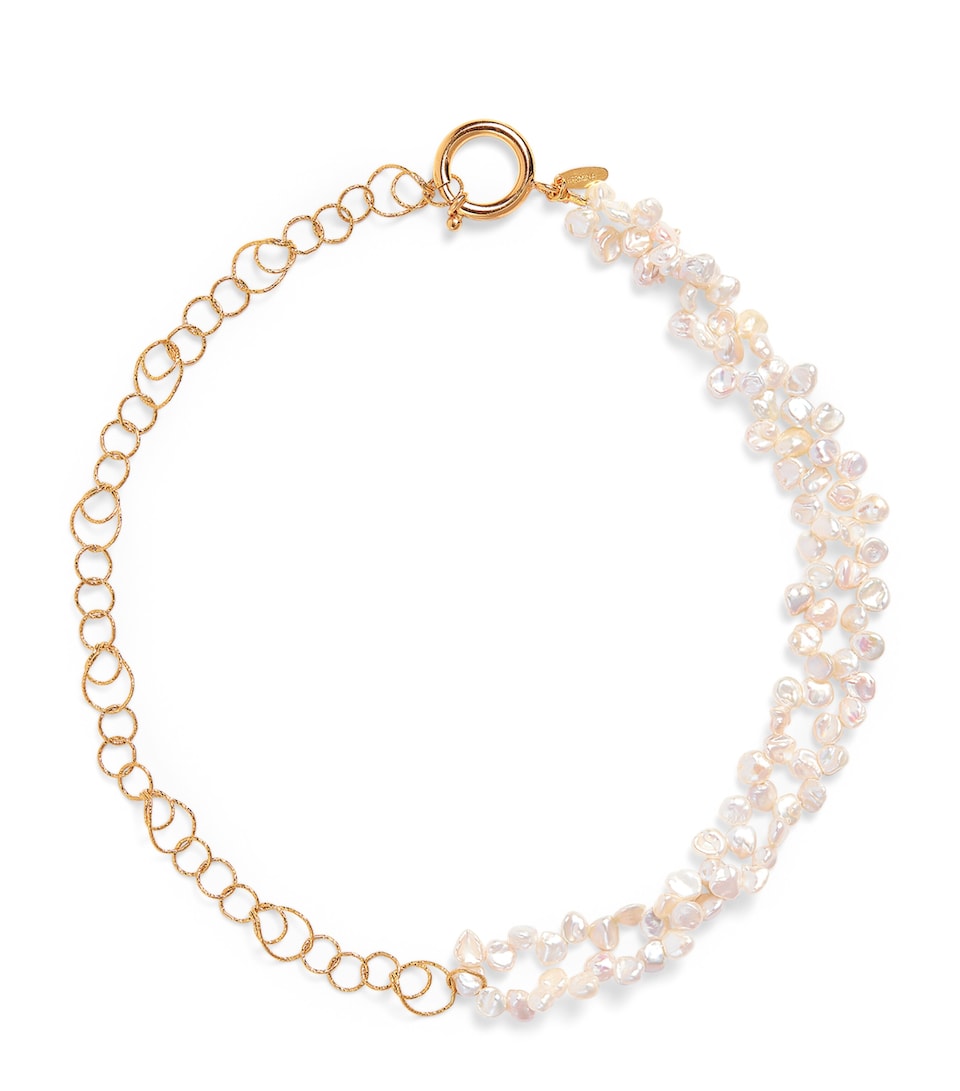 Hermina Athens Gold-Plated and Freshwater Pearl Medea Necklace Gold/pearl