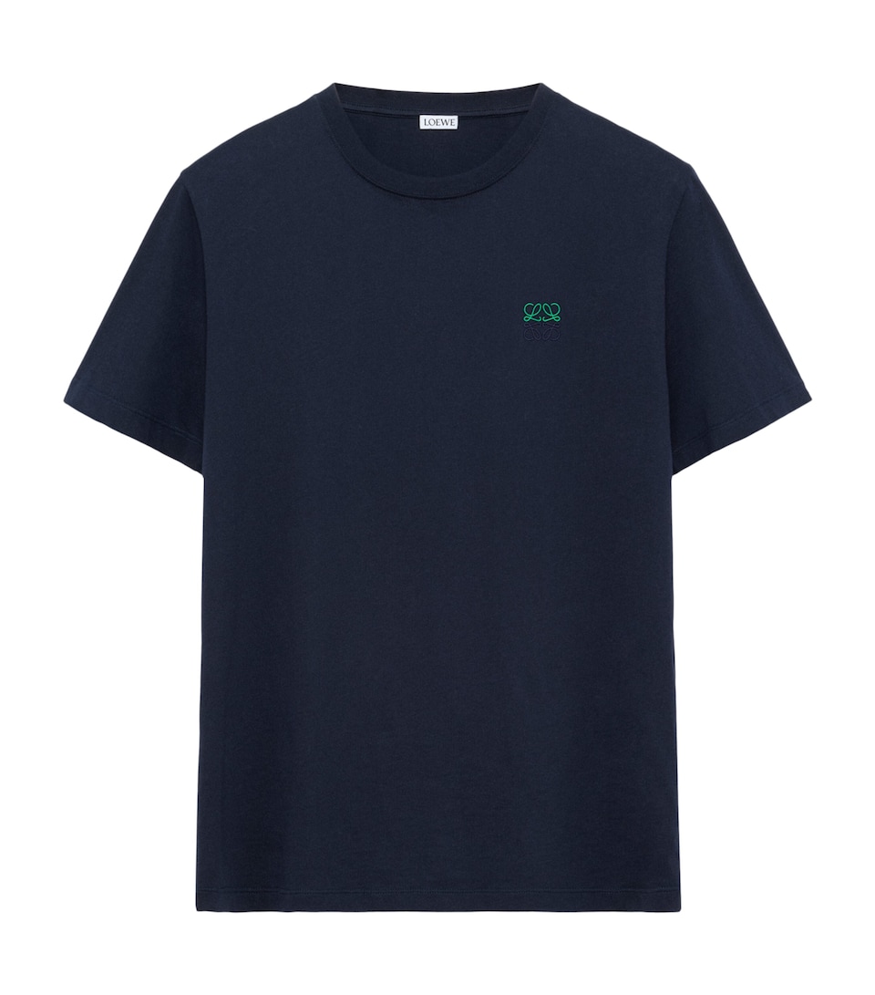 LOEWE Mens Cotton Anagram T-Shirt Dark Navy