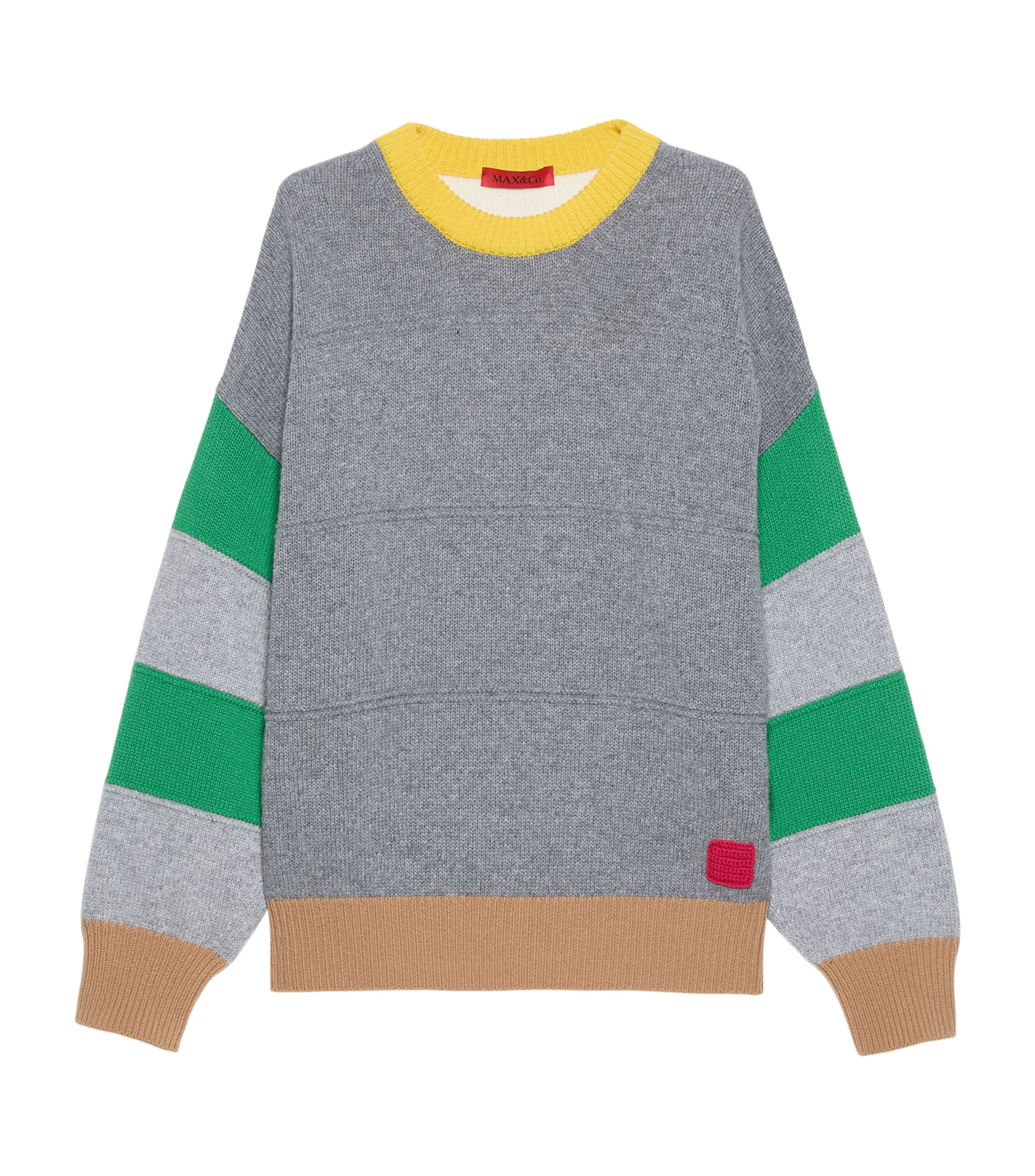 MAX&Co. Womens Virgin Wool Block-Colour Sweater Grey